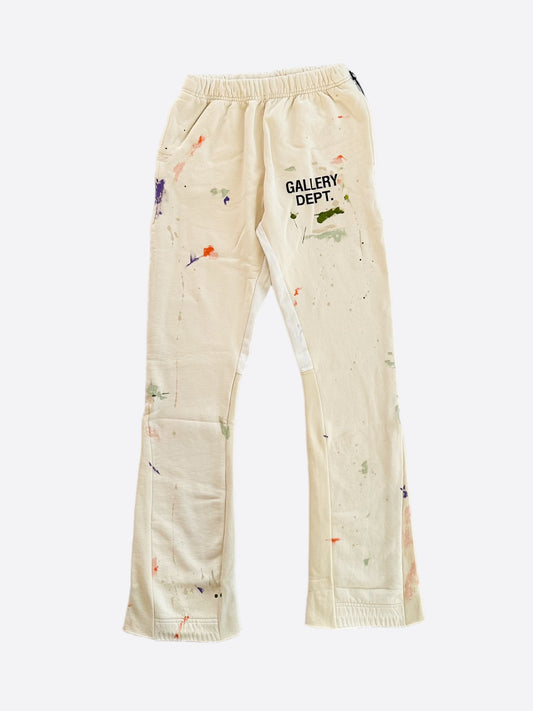 Gallery Dept Cream Logo Paint Splatter Flared Sweatpants