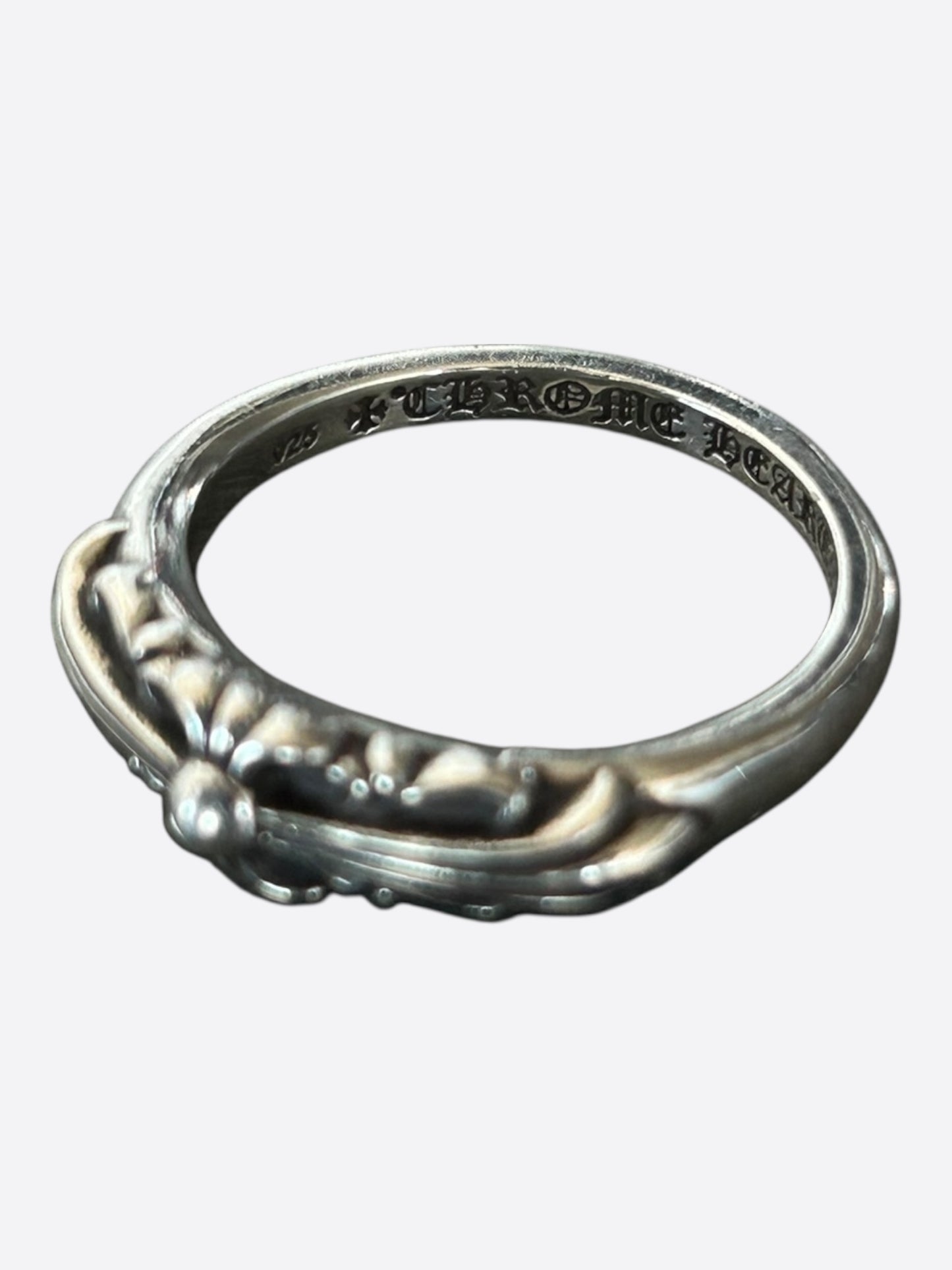 Chrome Hearts Silver Cross Floral Ring