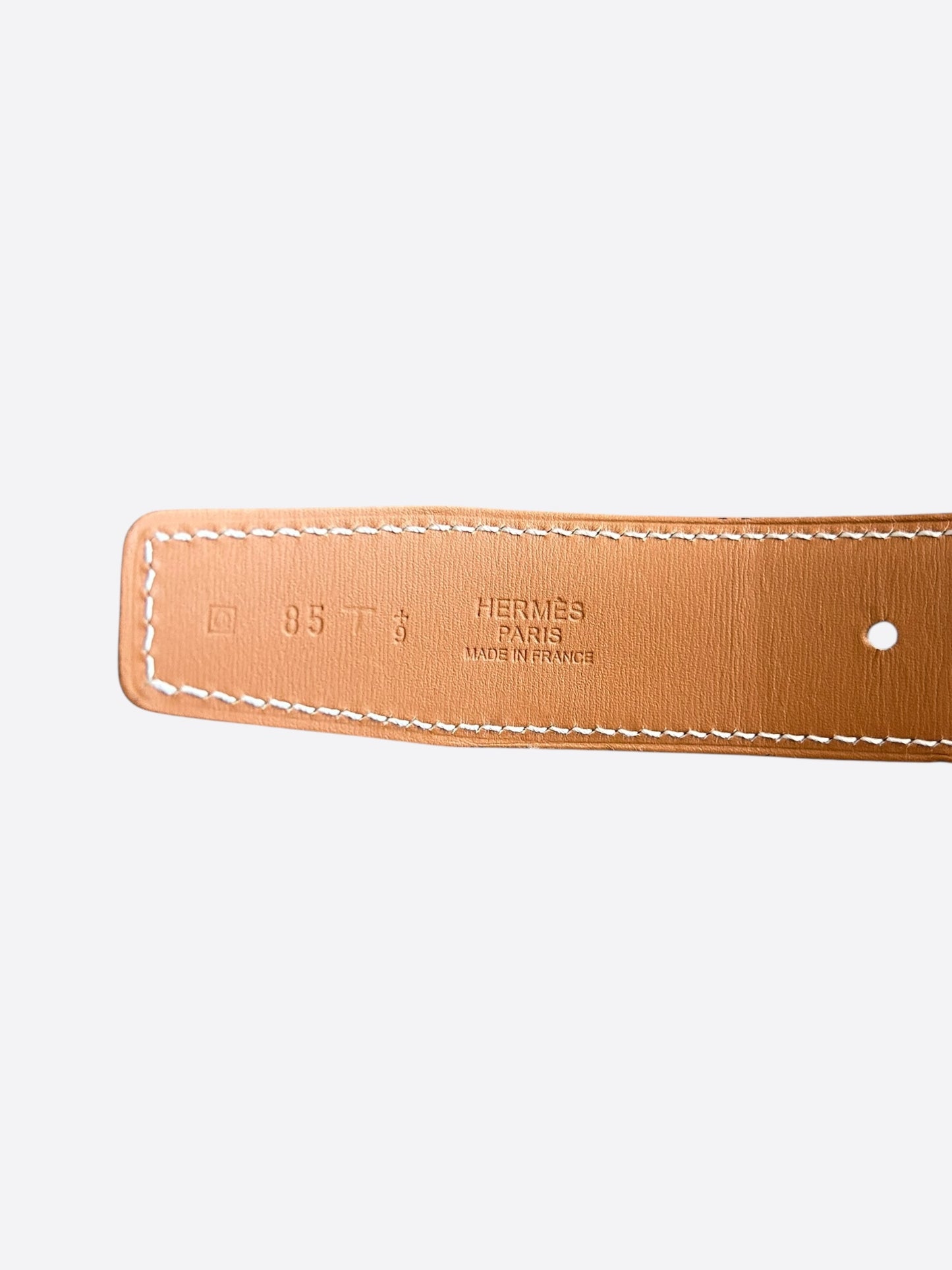 Hermes White & Brown Gold Reversible Belt