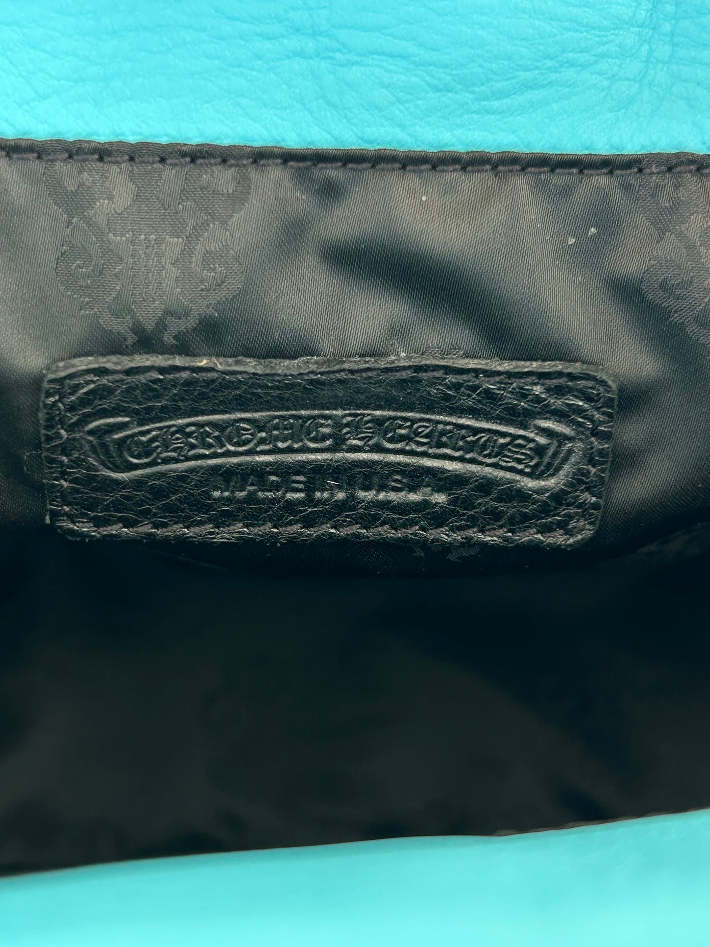 Chrome Hearts Blue Cemetery Cross Patch Fur Tote Bag