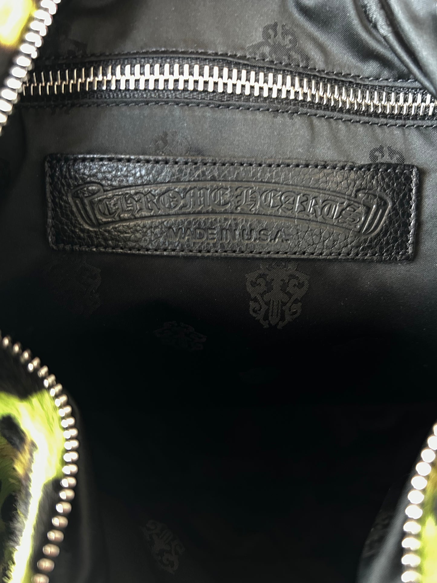 Chrome Hearts Leopard & Pink Cross Patch Lyon Bag