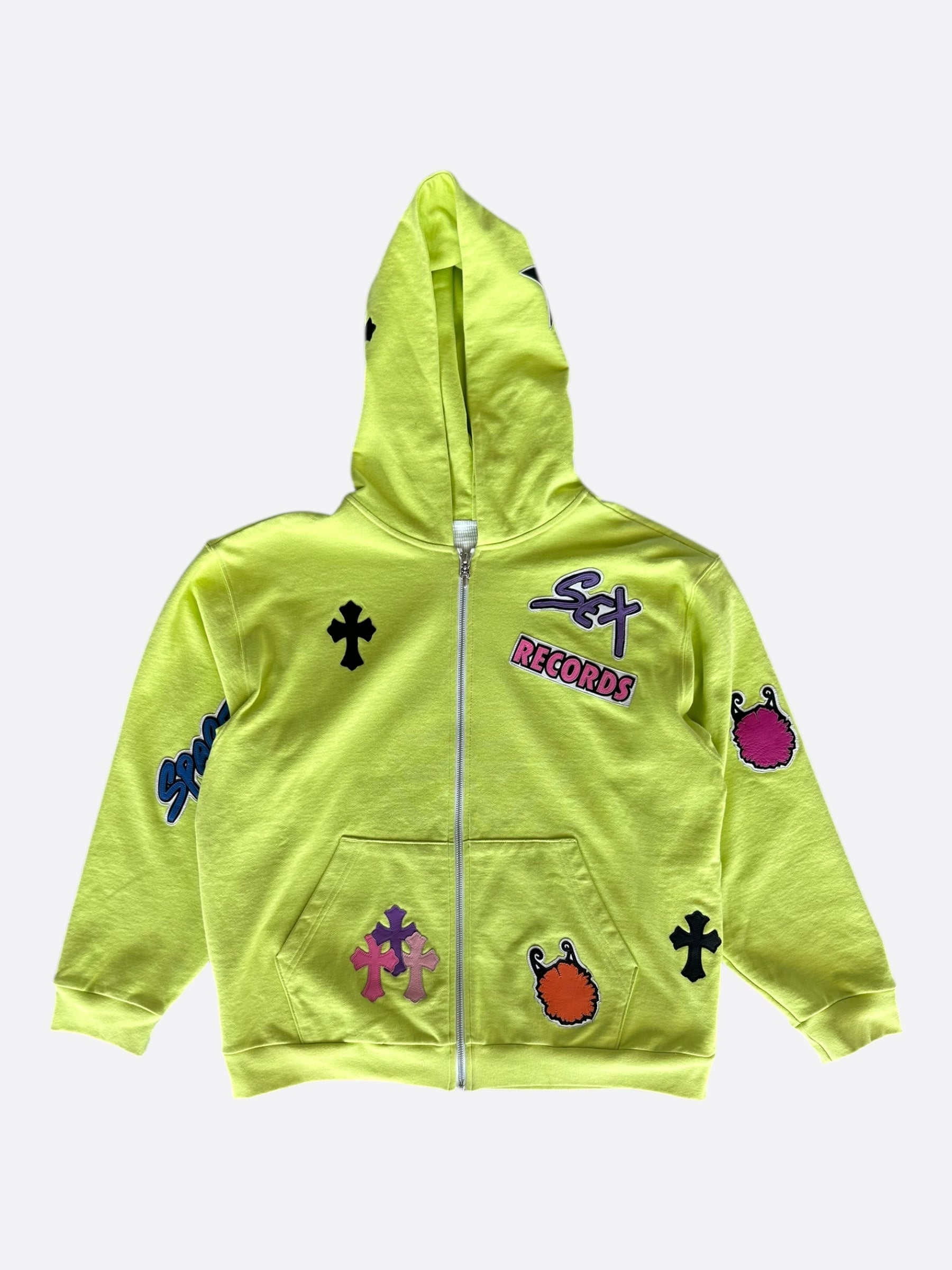 Chrome Hearts Matty Boy Lime Green & Multicolor Patch 1/1 Hoodie