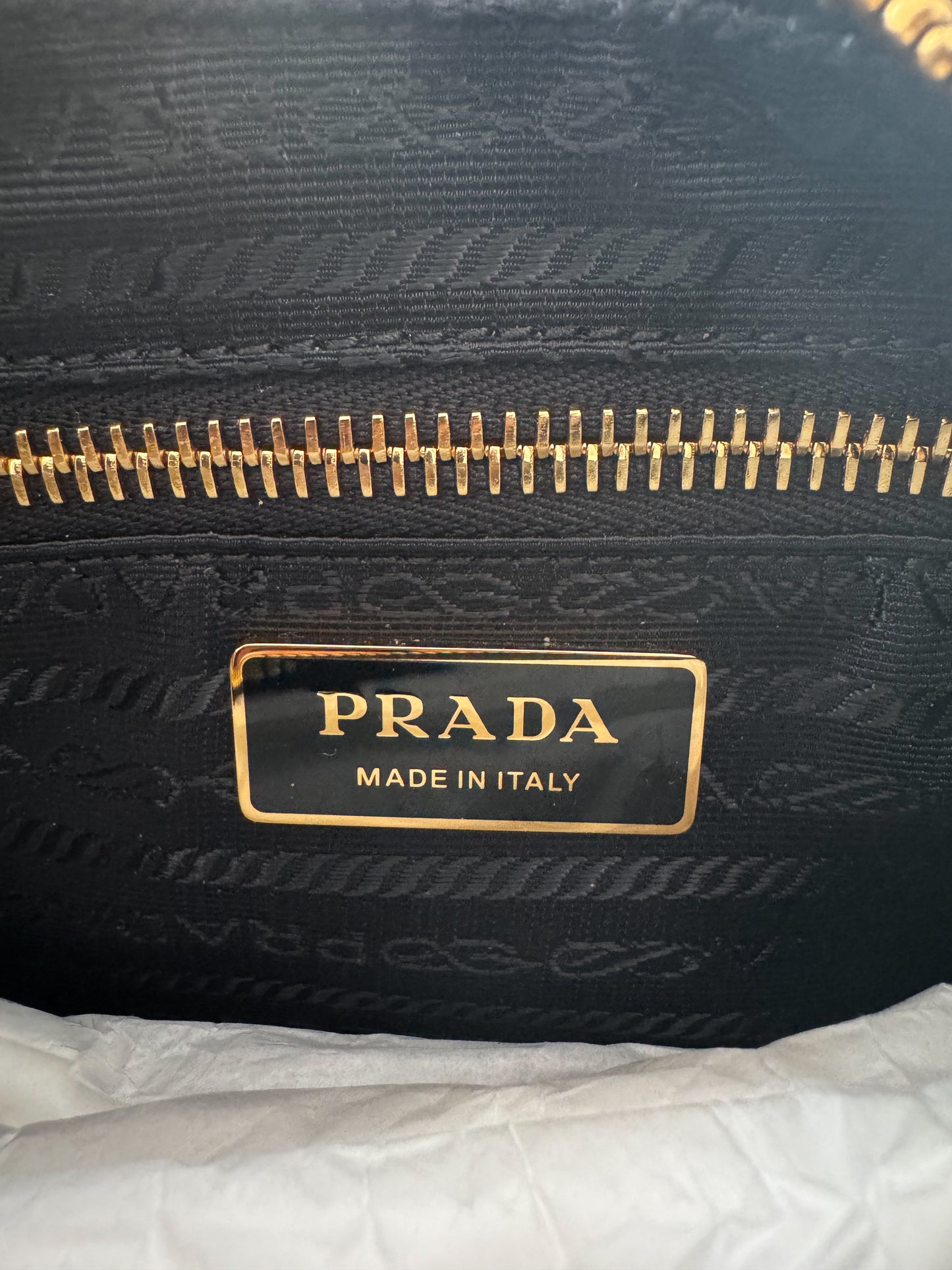 Prada Black & Gold Re-Edition Nylon Bag