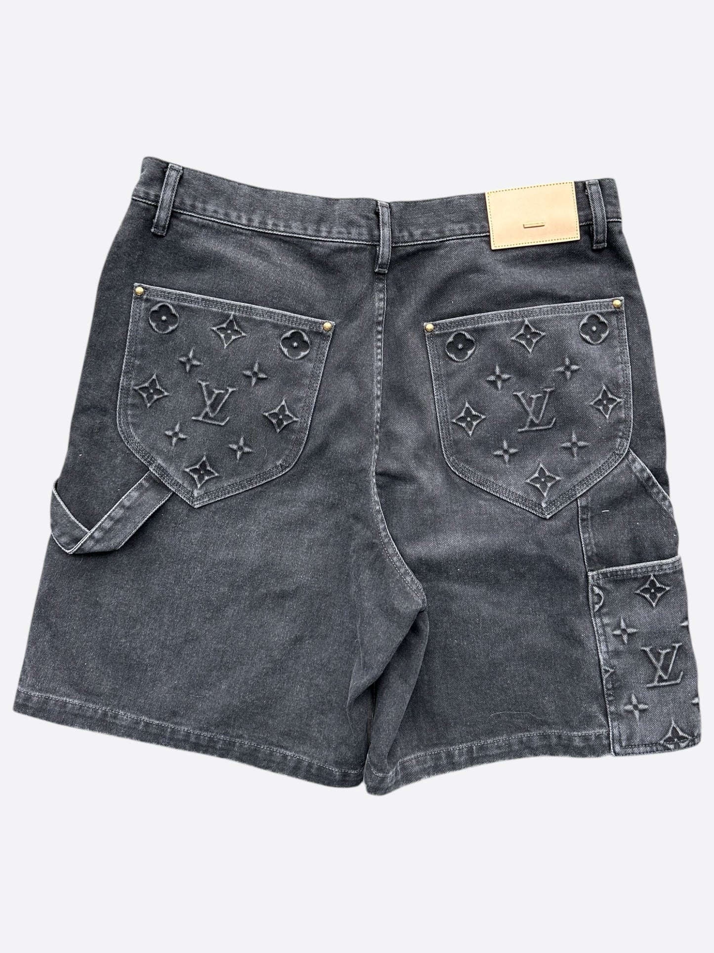 Louis Vuitton Washed Black Monogram Carpenter Shorts