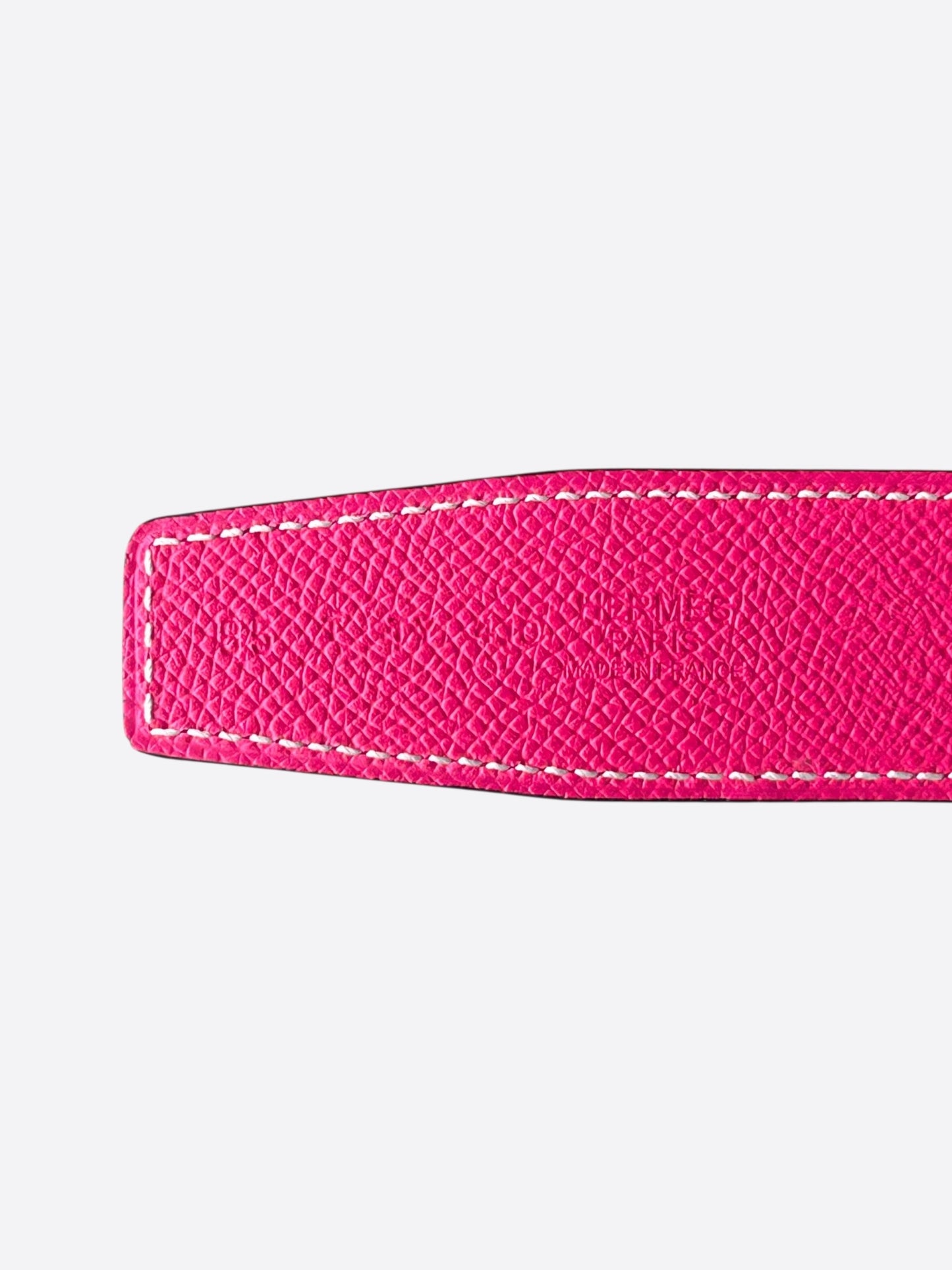 Hermes Pink & White Palladium Constance Reversible Belt
