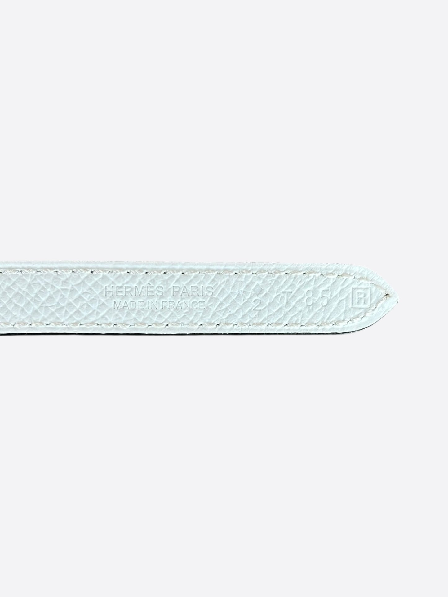 Hermes White & Blue Palladium Constance Reversible Belt