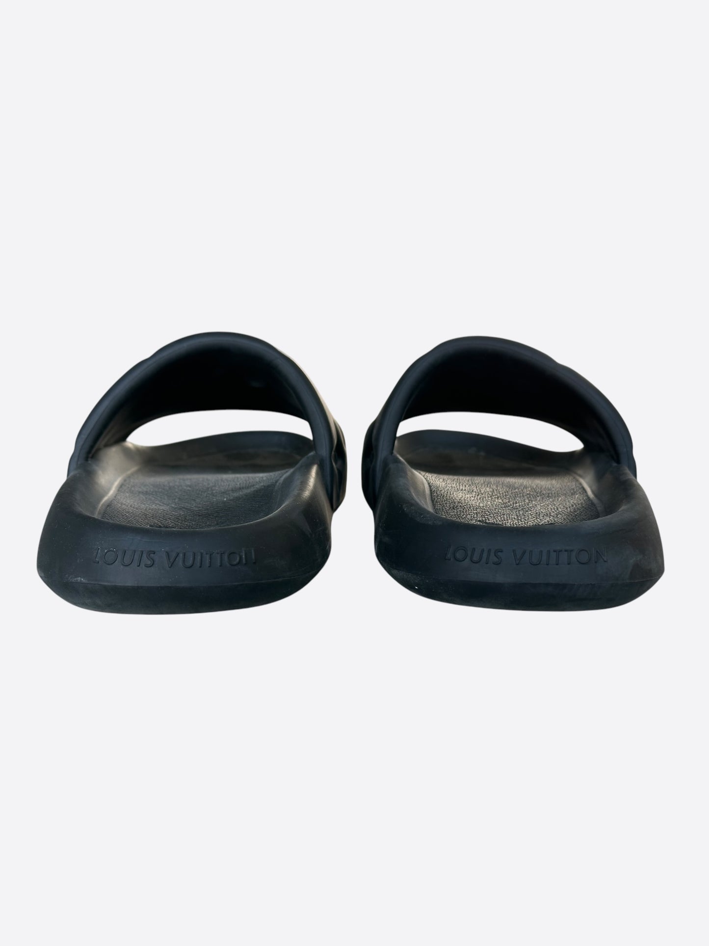 Louis Vuitton Black Embossed Monogram Waterfront Mule Sandals