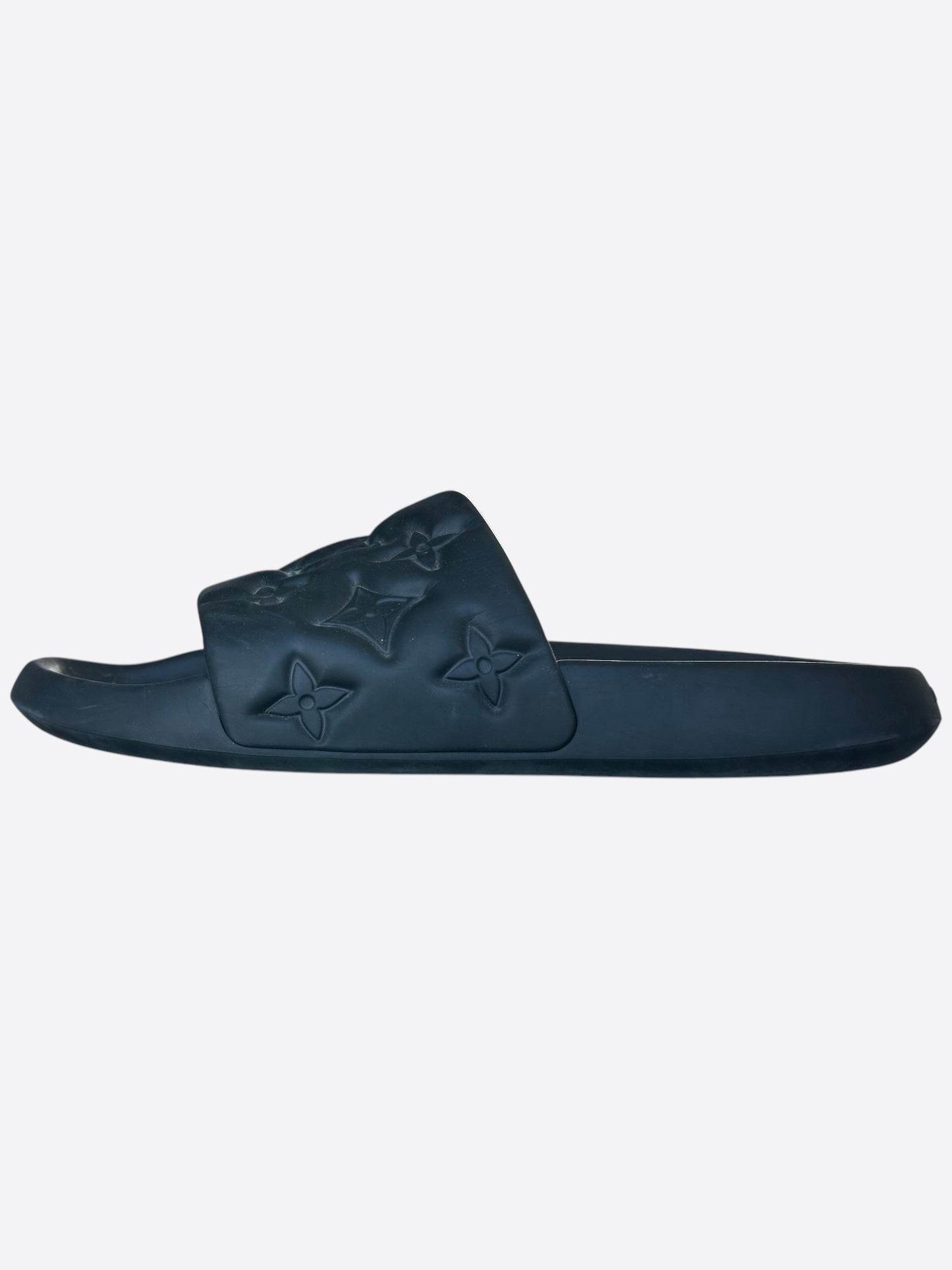 Louis Vuitton Black Embossed Monogram Waterfront Mule Sandals