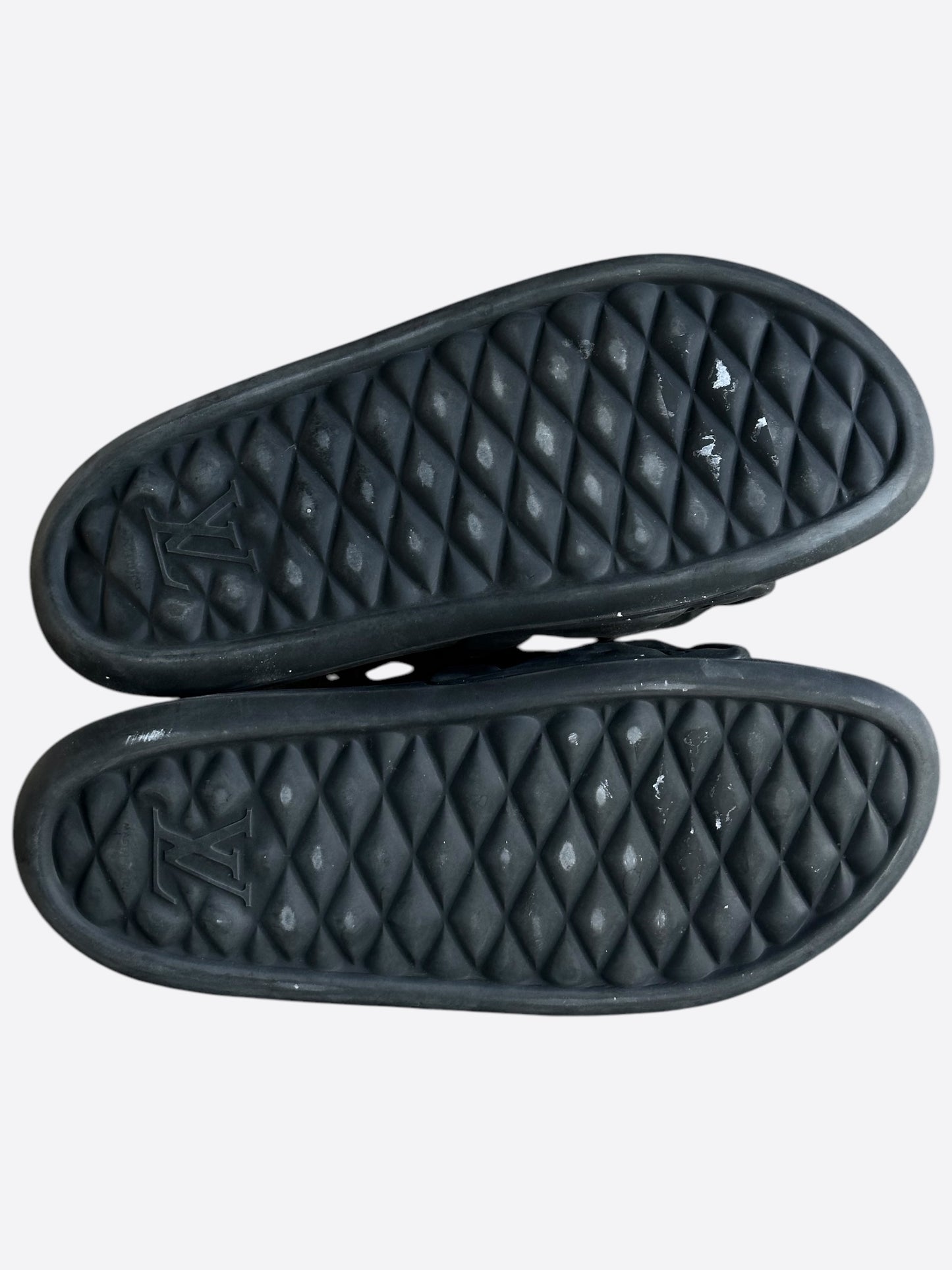Louis Vuitton Black Embossed Monogram Waterfront Mule Sandals