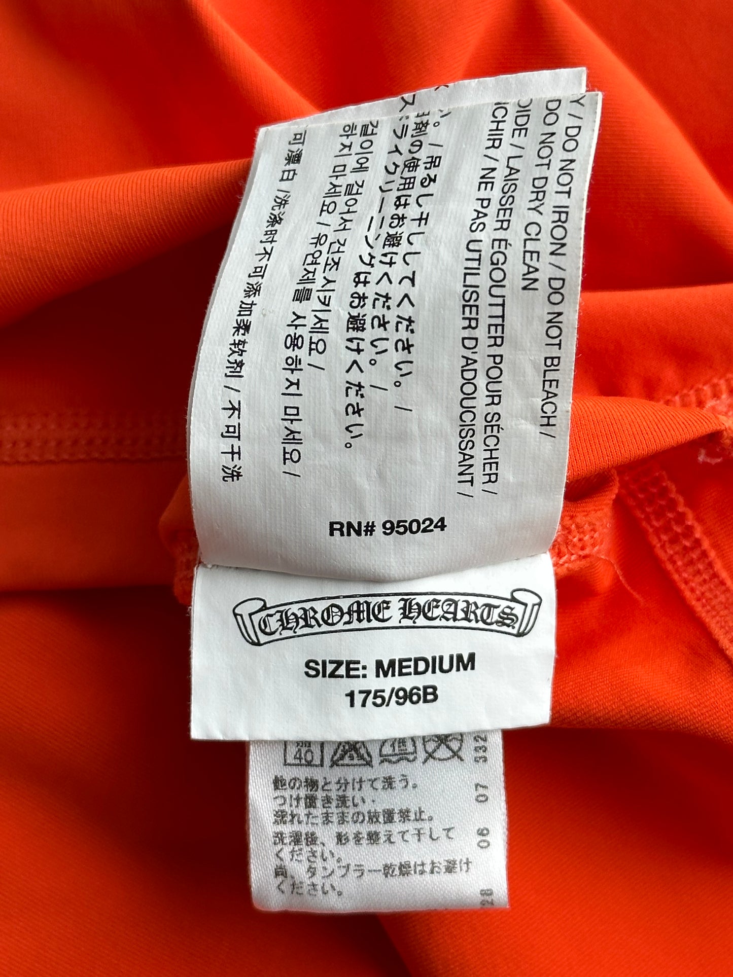 Chrome Hearts Orange & White Horseshoe Logo Rash Guard Longsleeve T-Shirt