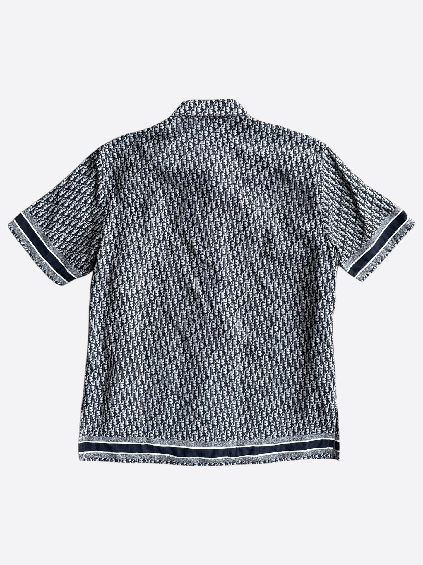 Dior White & Blue Oblique Button Up Shirt