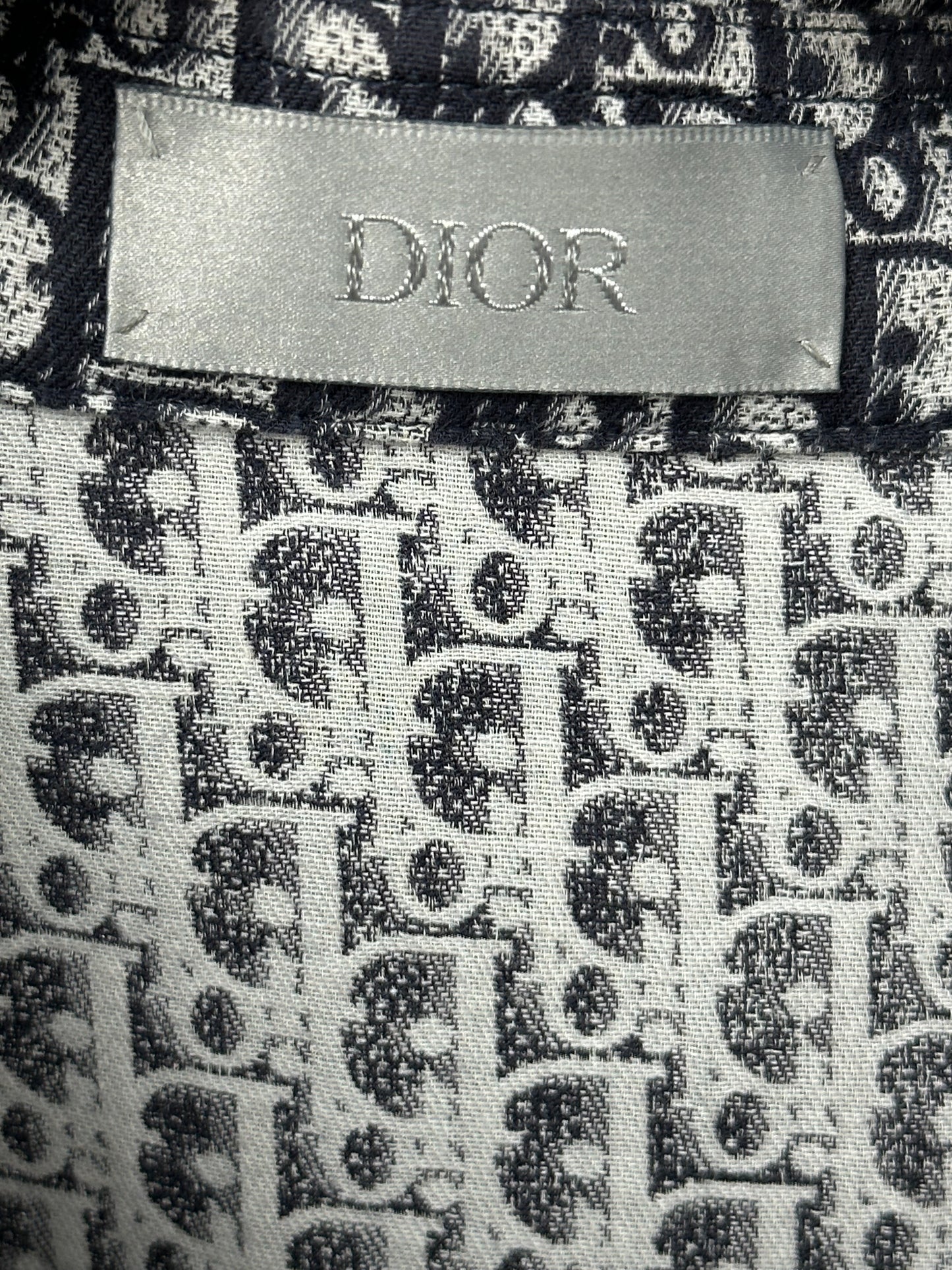 Dior White & Blue Oblique Button Up Shirt