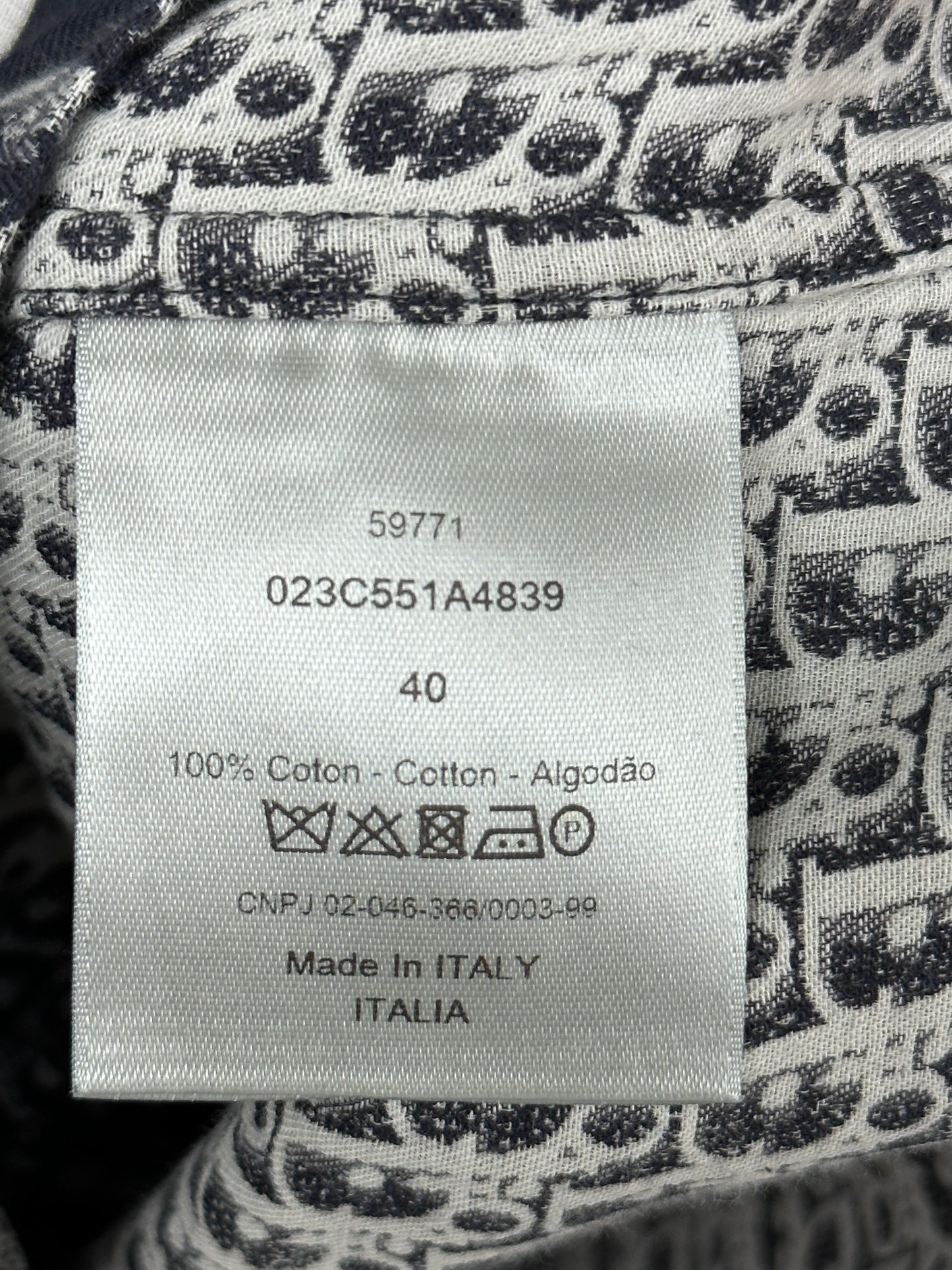 Dior White & Blue Oblique Button Up Shirt