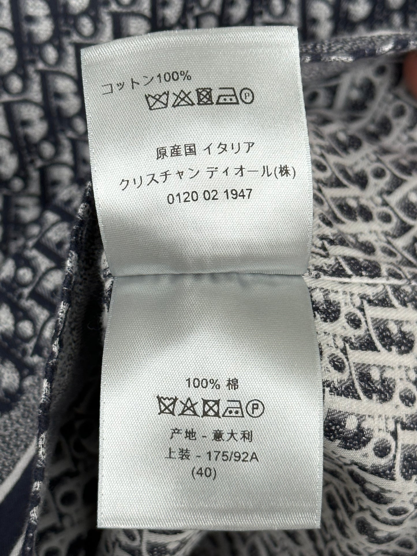 Dior White & Blue Oblique Button Up Shirt
