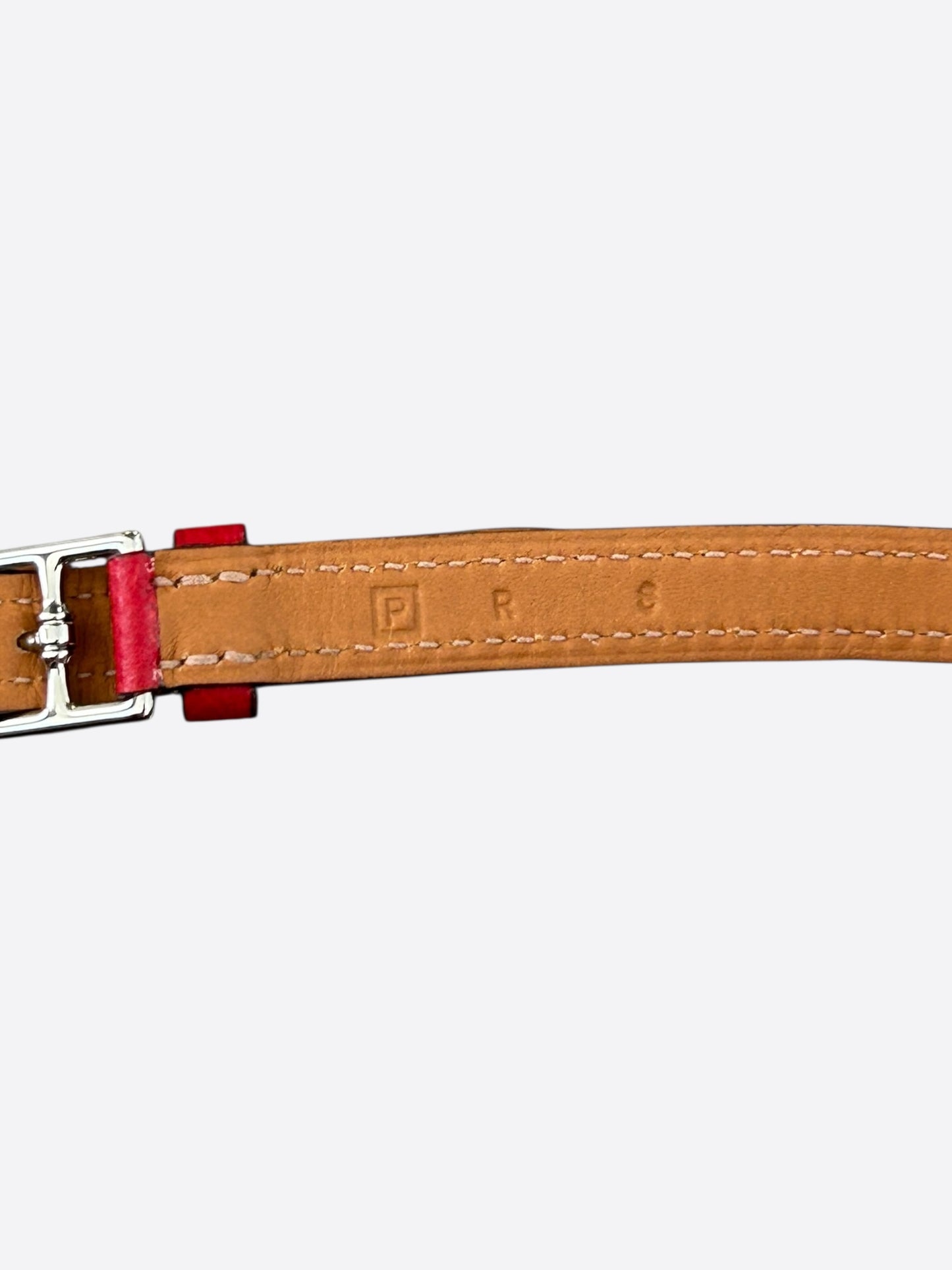 Hermes Red Epsom & Palladium Hardware Double Tour Bracelet