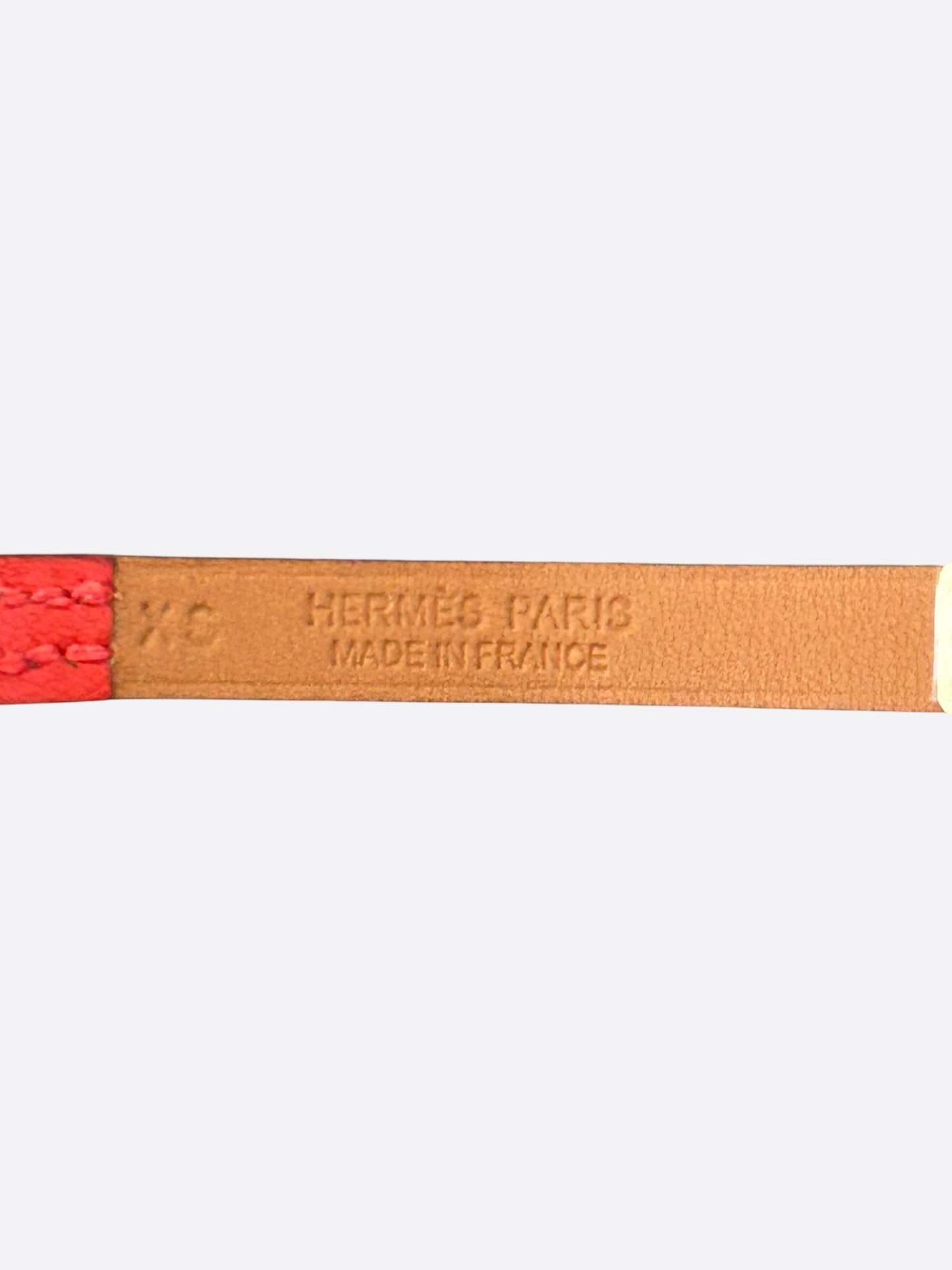 Hermes Red Swift & Gold Hardware Mini Rivale Bracelet