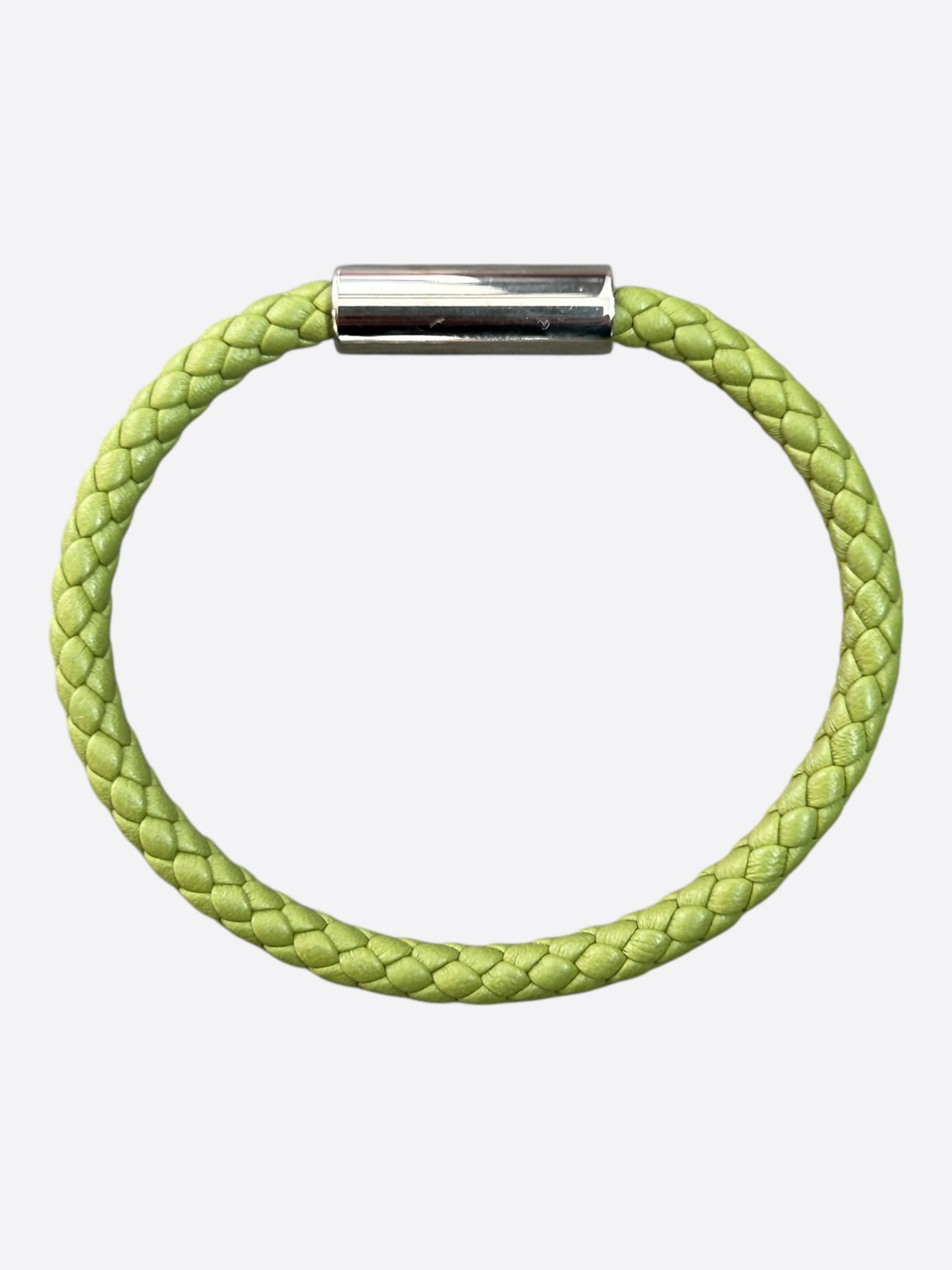 Hermes Lime Green Swift & Palladium Hardware Goliath Bracelet