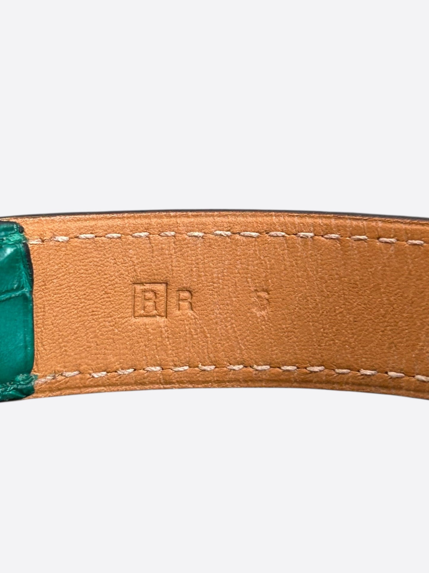 Hermes Green Crocodile & Palladium Hardware Etriviere Double Tour Bracelet