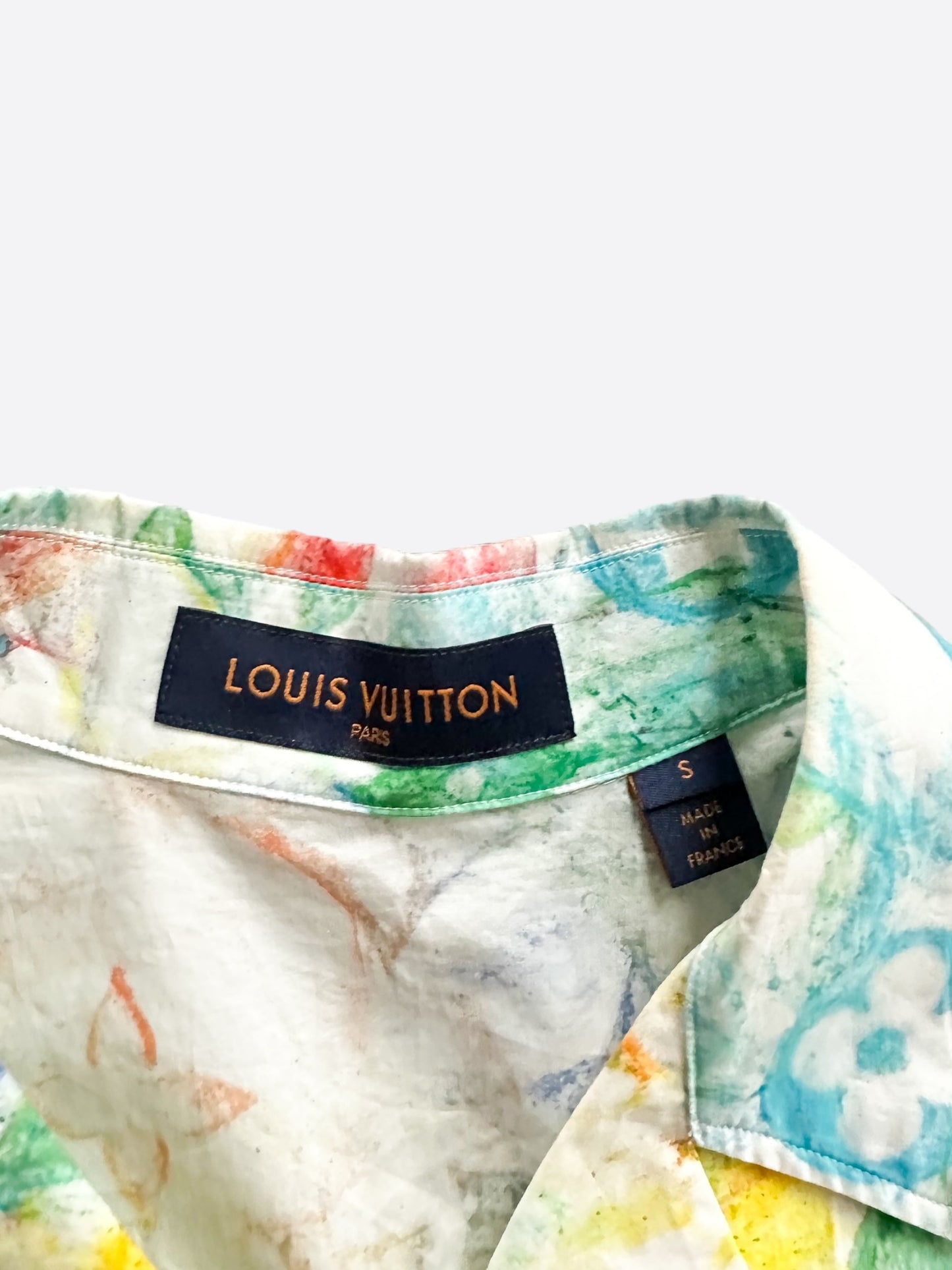 Louis Vuitton White Multicolor Pastel Monogram Button Up Shirt