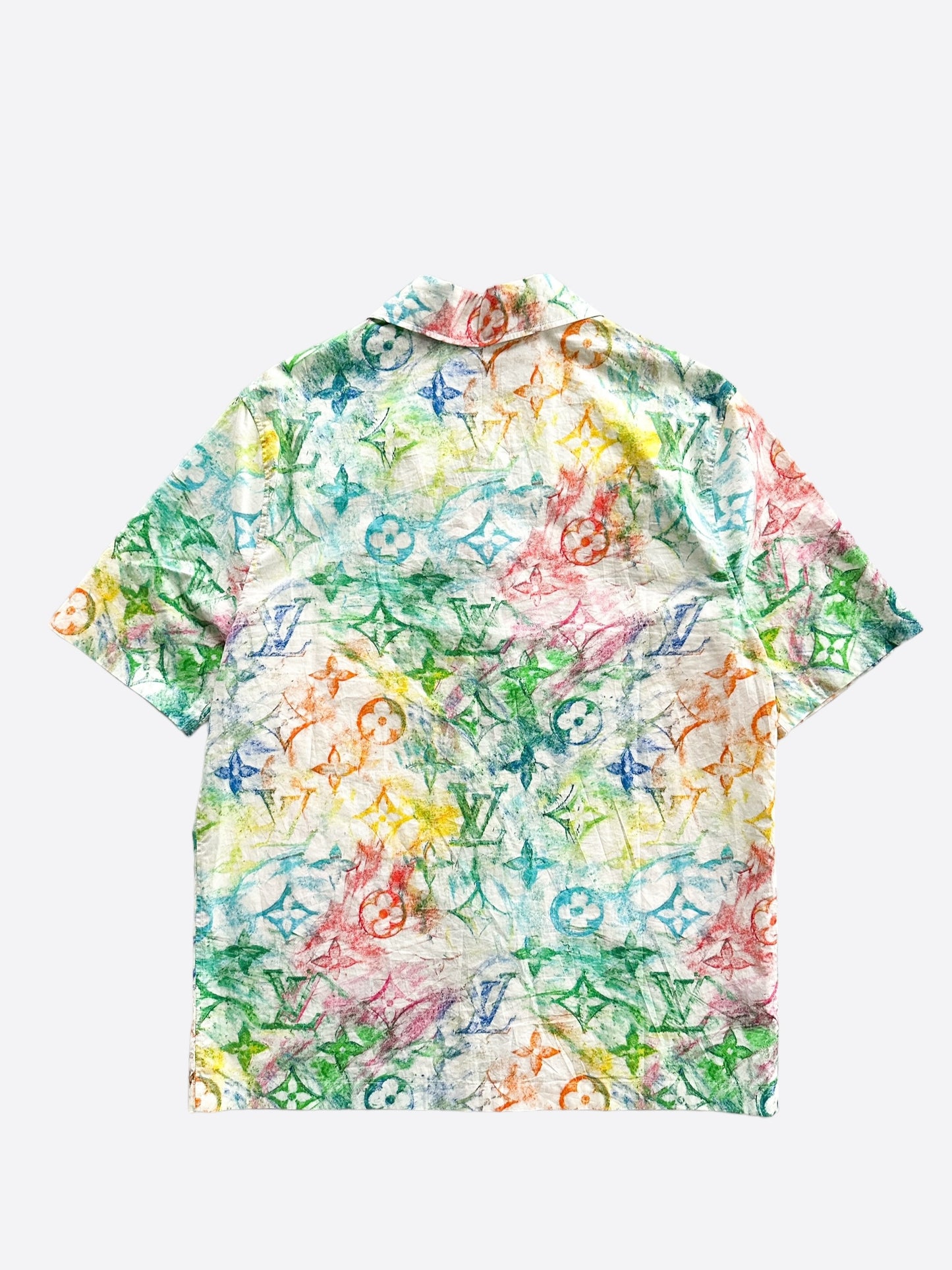 Louis Vuitton White Multicolor Pastel Monogram Button Up Shirt