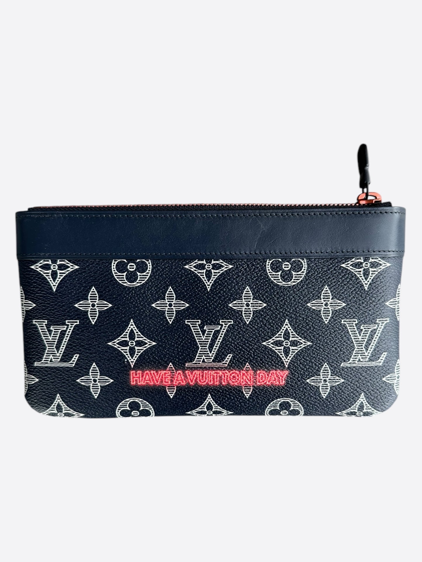 Louis Vuitton Navy & White Monogram Upside Down Logo Pouch