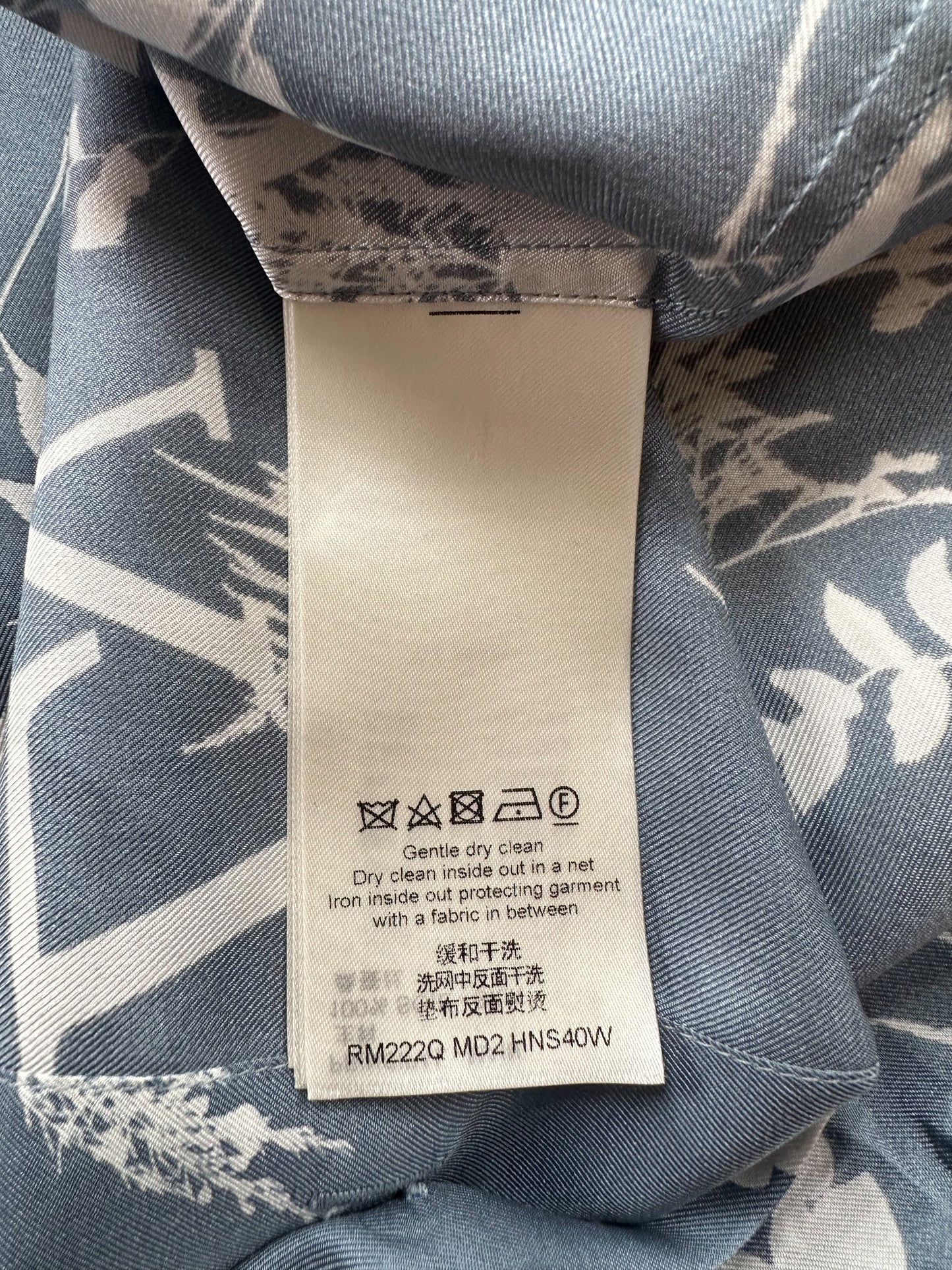 Louis Vuitton Blue Leaf Silk Button Up Shirt