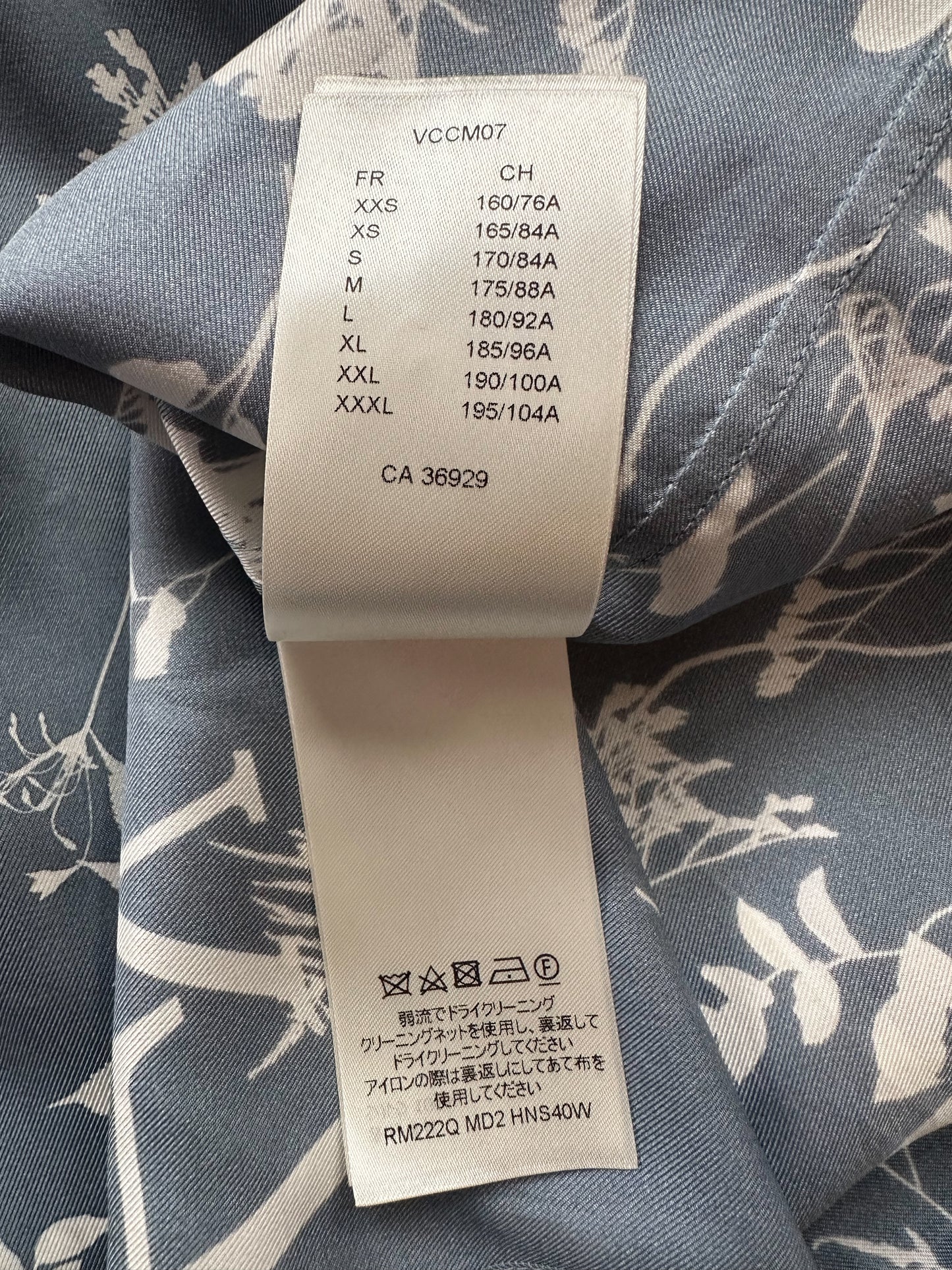 Louis Vuitton Blue Leaf Silk Button Up Shirt