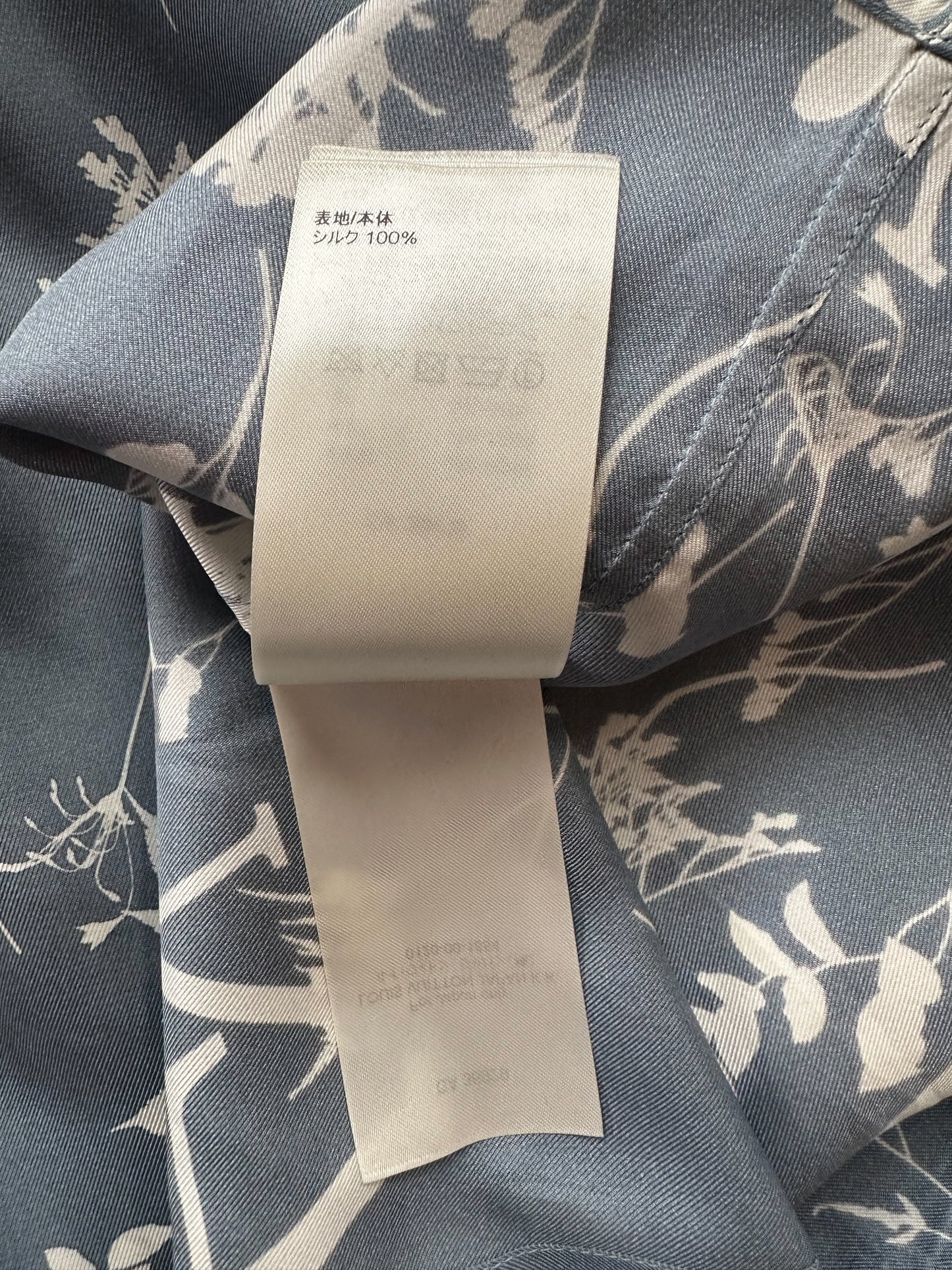 Louis Vuitton Blue Leaf Silk Button Up Shirt
