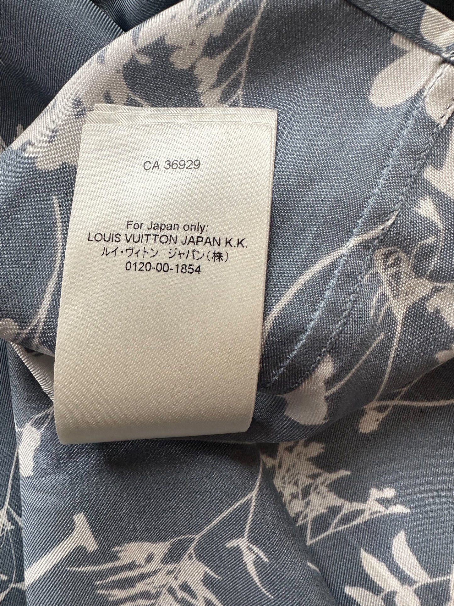 Louis Vuitton Blue Leaf Silk Button Up Shirt