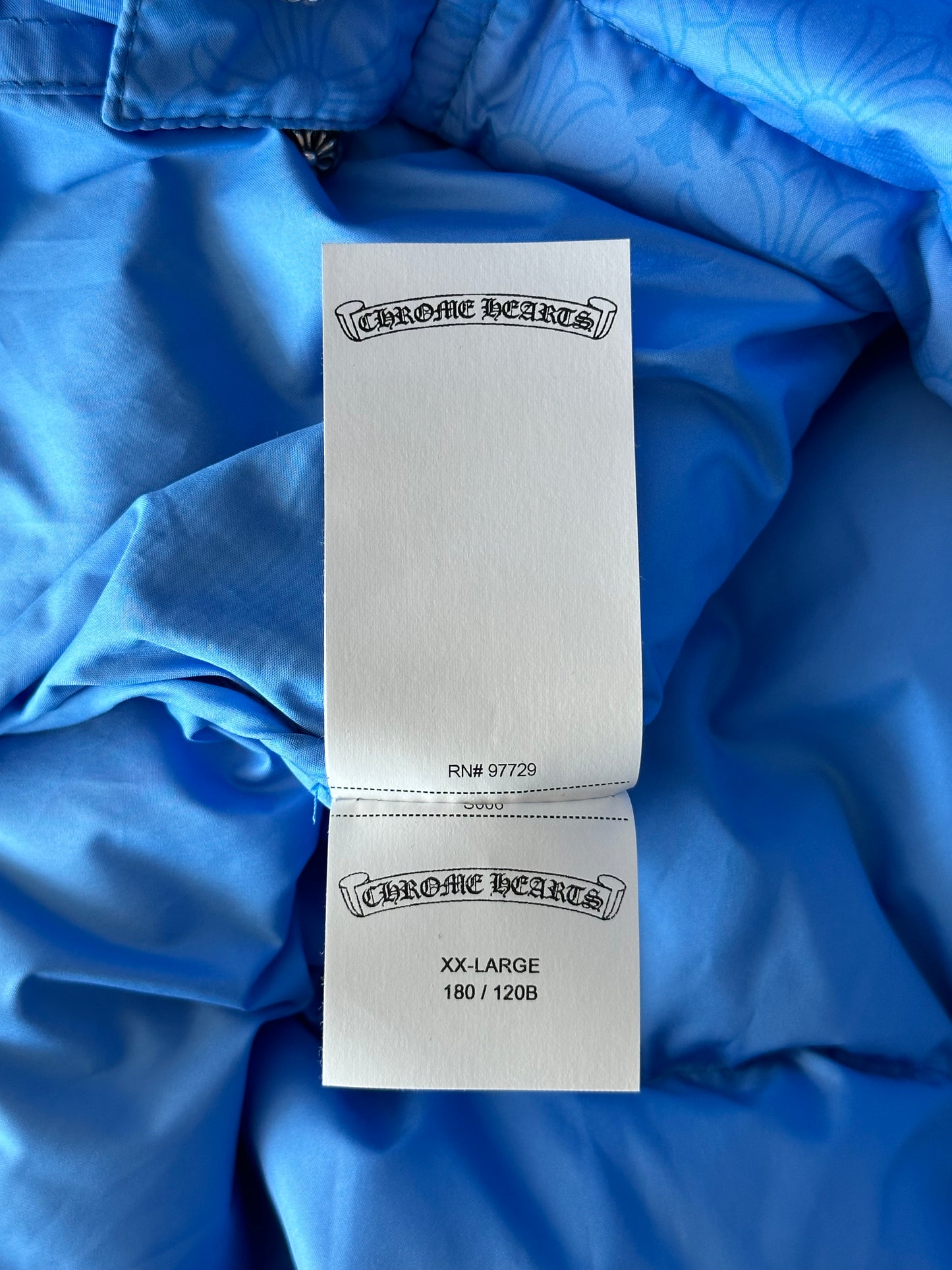 Chrome Hearts Blue Cross Jacquard Puffer Jacket