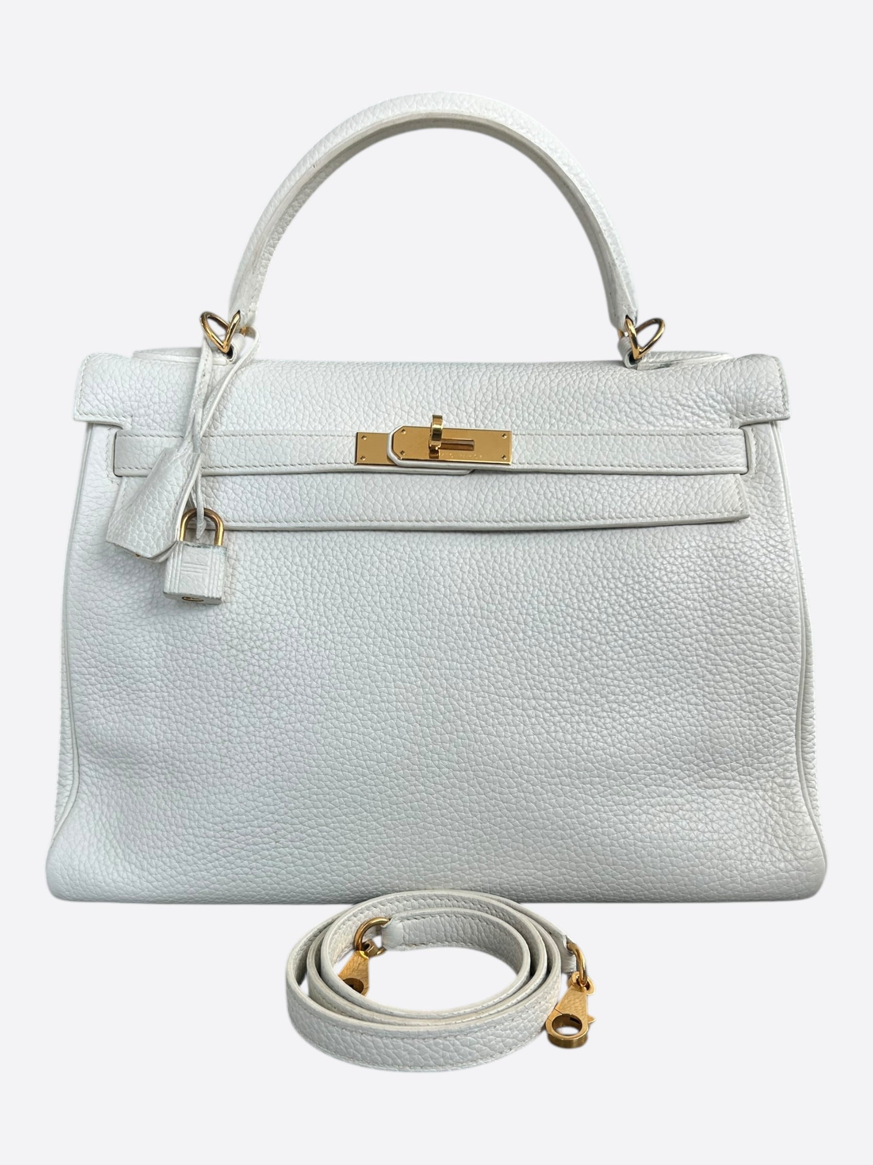 Hermes White Togo & Gold Hardware Kelly 32 – Savonches