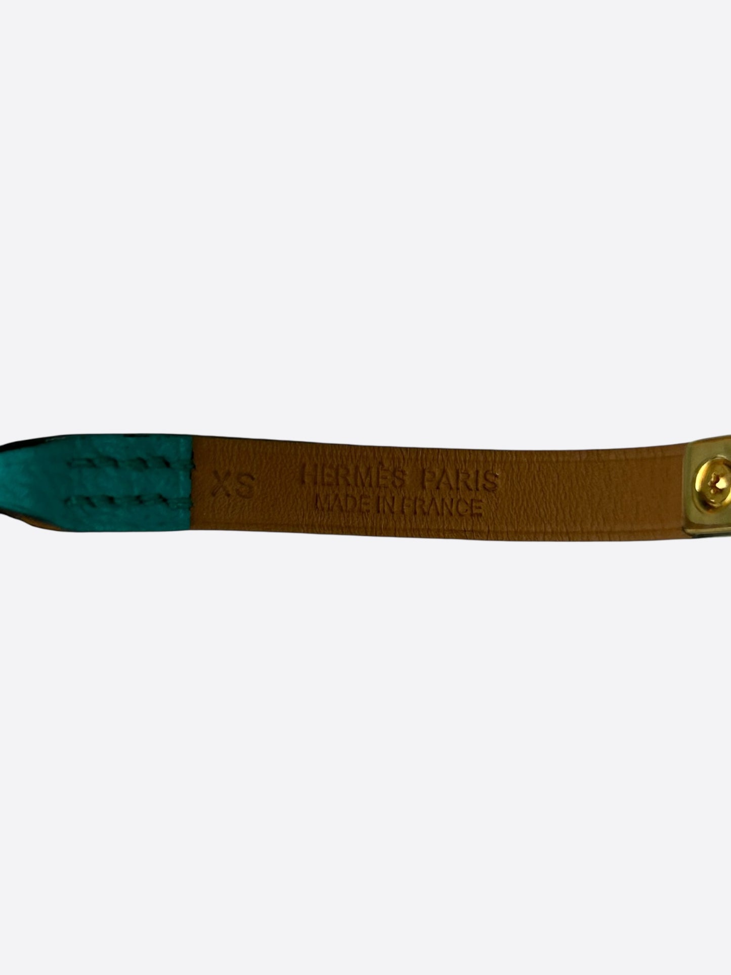 Hermes Turqouise Epsom & Gold Hardware Mini Rivale Bracelet