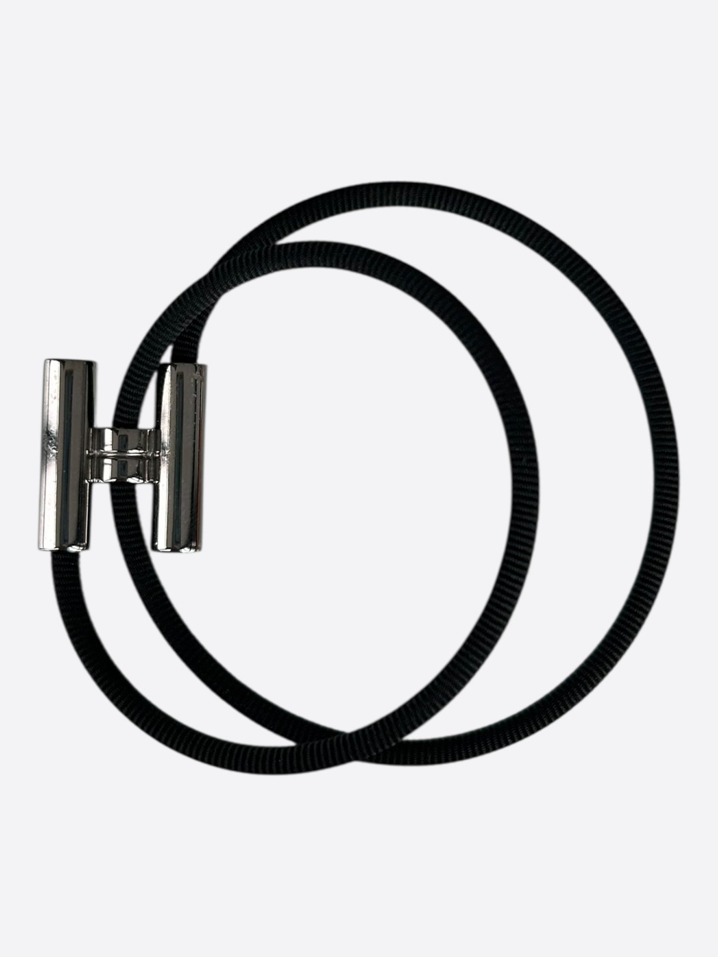 Hermes Black & Palladium Hardware Tournis Tresse Bracelet