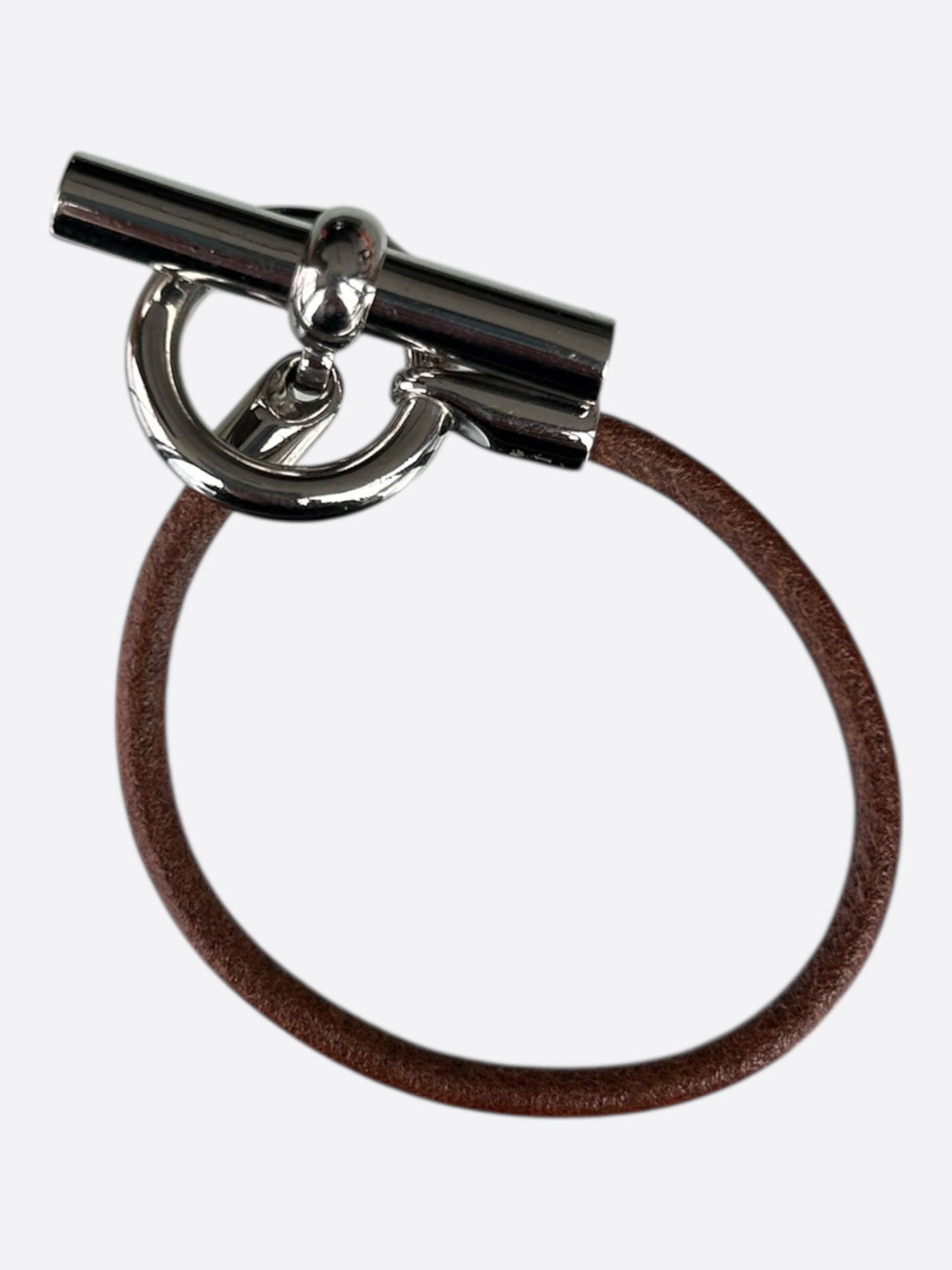 Hermes Brown Swift & Palladium Hardware Skipper Bracelet