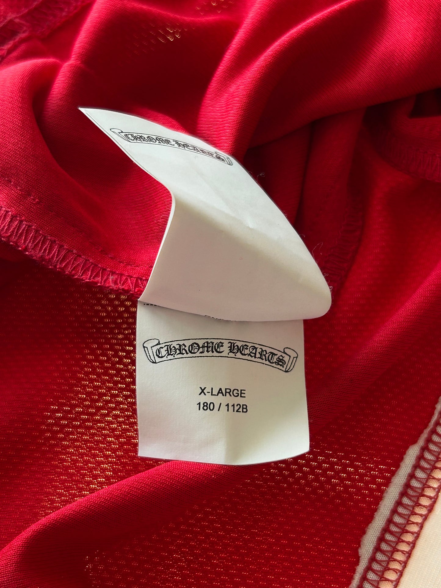 Chrome Hearts Matty Boy Red & White Chomper Patch Mesh Hockey Jersey