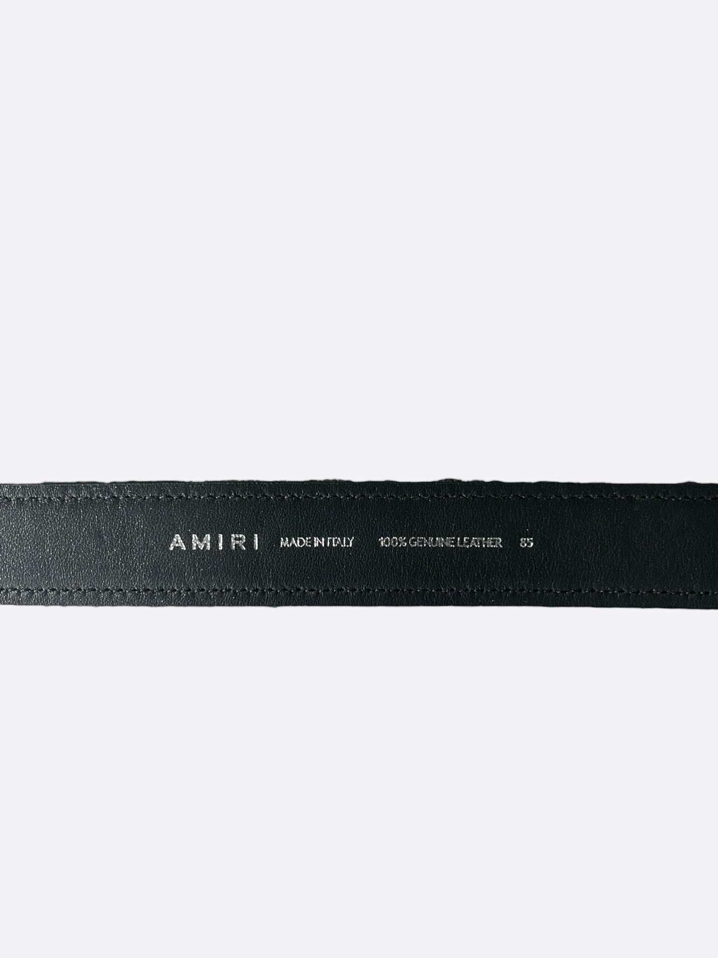 Amiri Black & Silver MA Logo Leather Belt