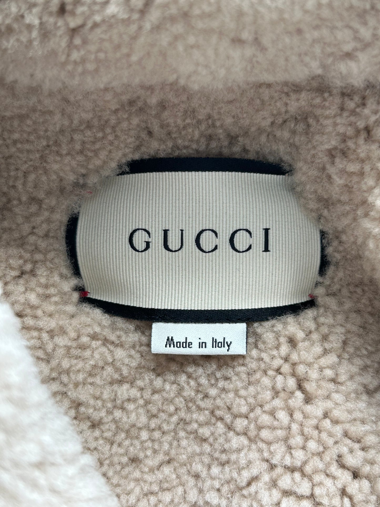 Gucci Blue Patches Embroidered Sherpa Denim Jacket