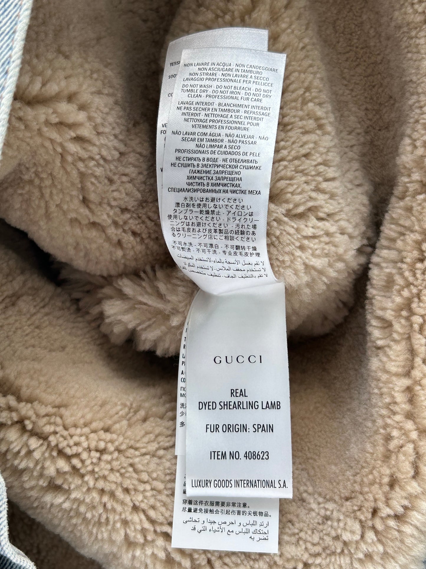 Gucci Blue Patches Embroidered Sherpa Denim Jacket