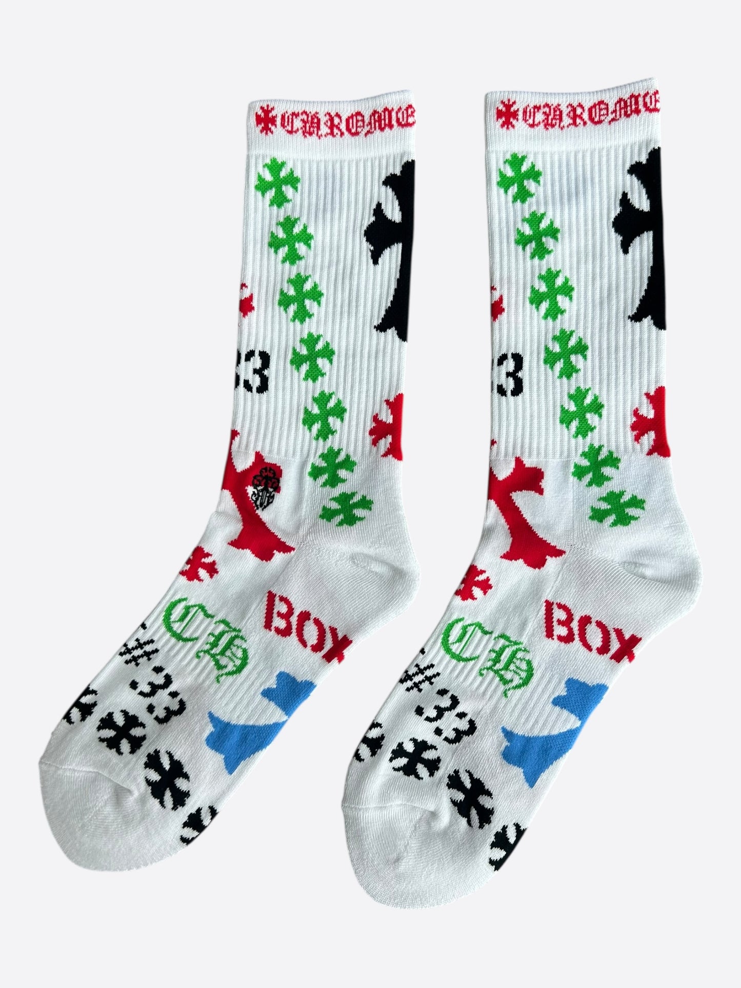 Chrome Hearts White & Multicolor Stencil Logo Socks