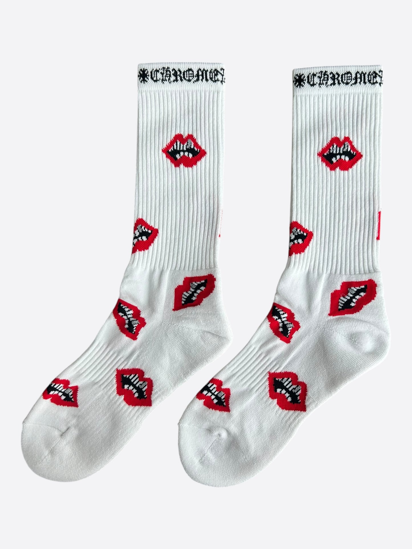 Chrome Hearts Matty Boy White & Red Chomper Socks