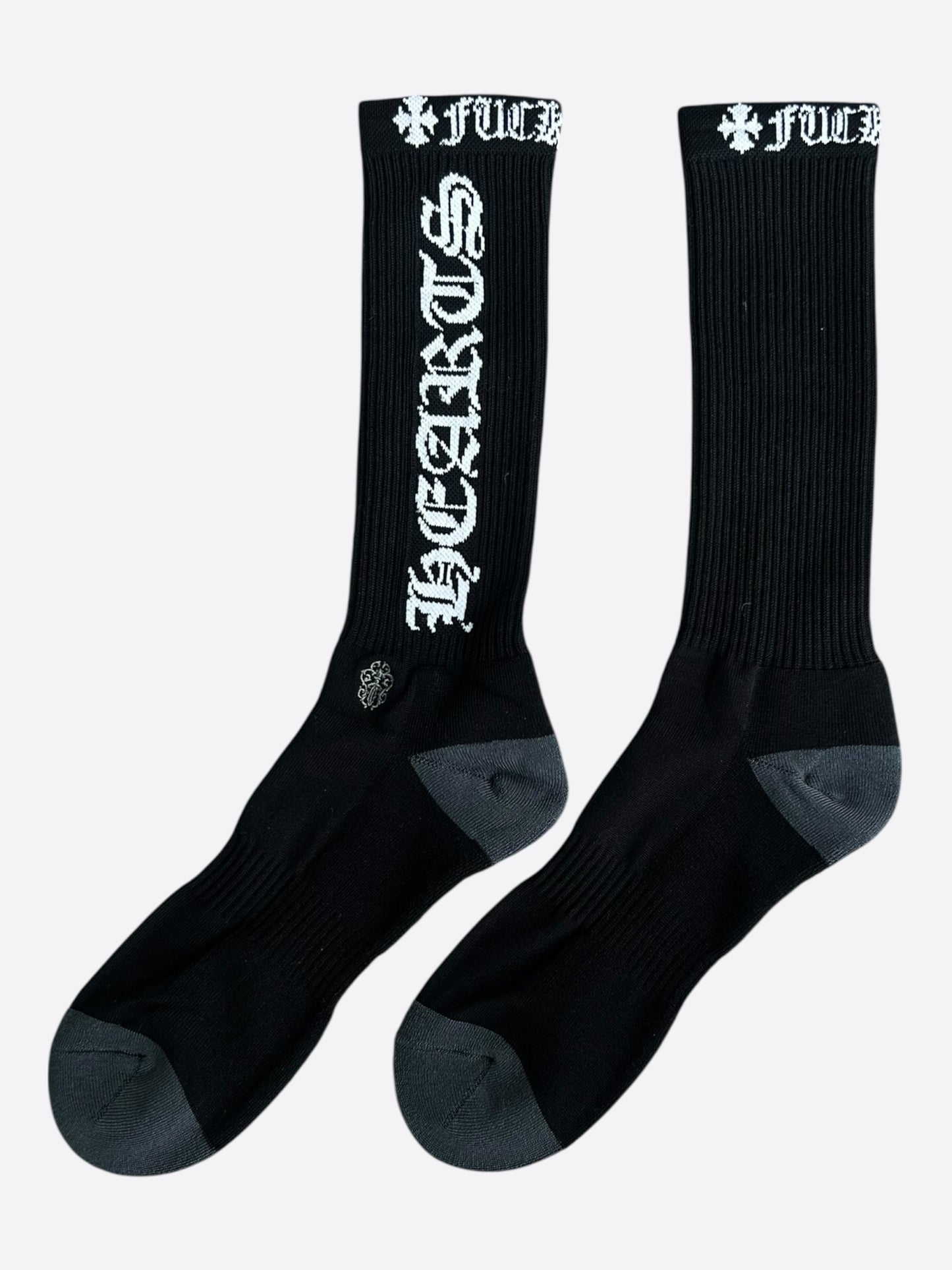 Chrome Hearts Black & White Script Logo Socks