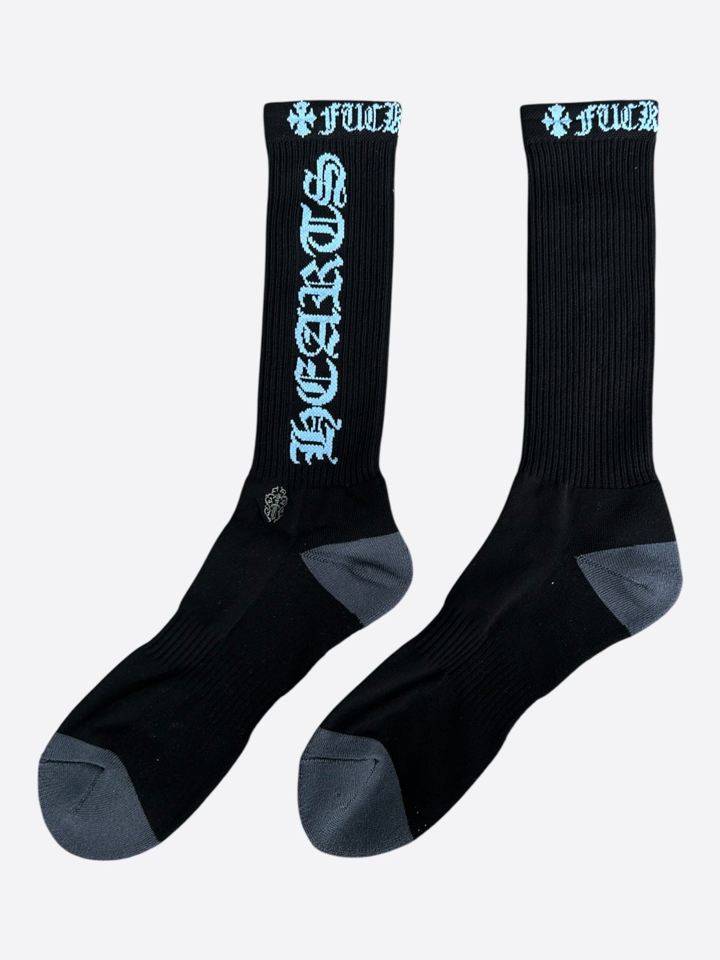 Chrome Hearts Black & Blue Script Logo Socks