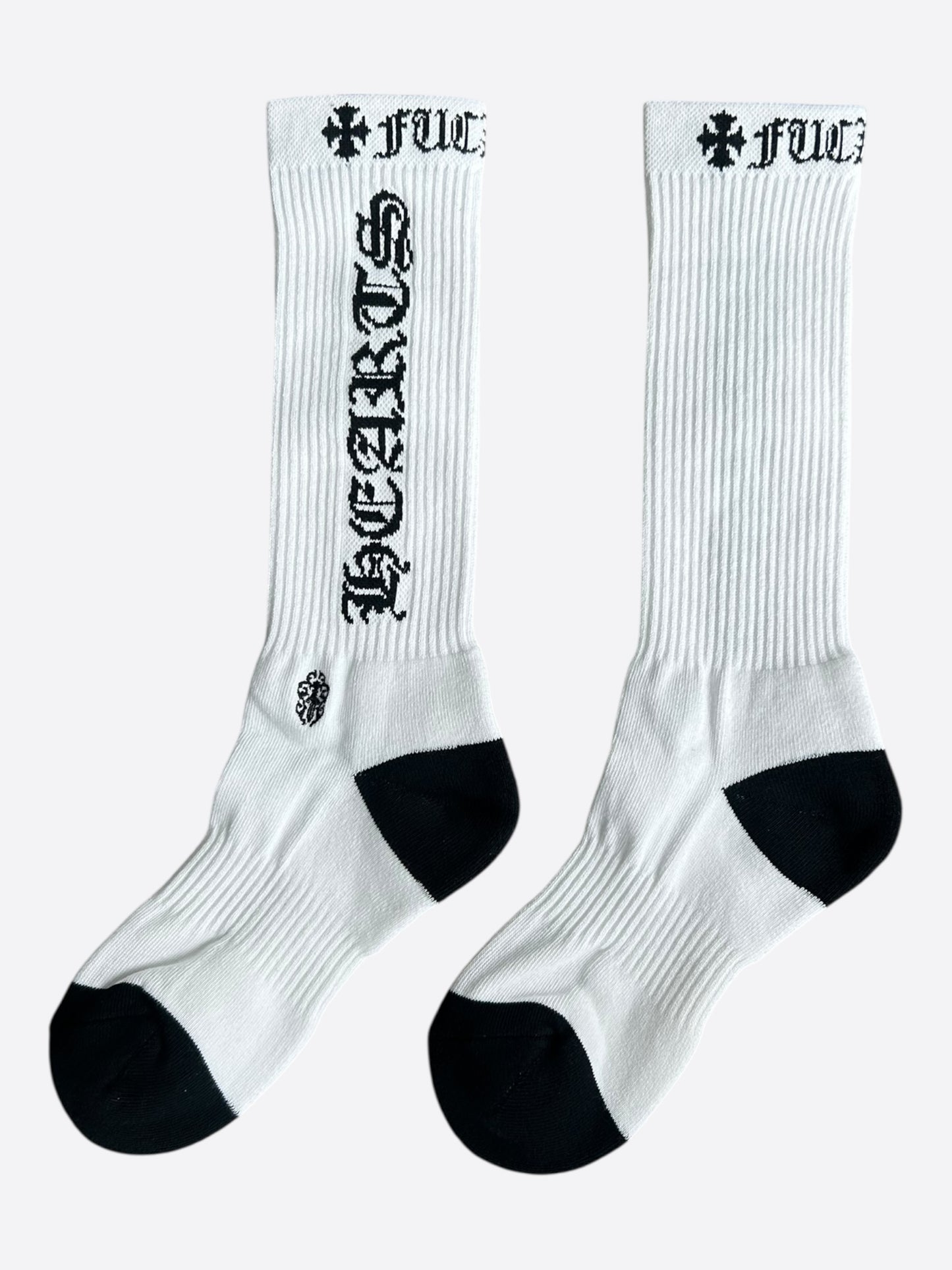 Chrome Hearts White & Black Script Logo Socks