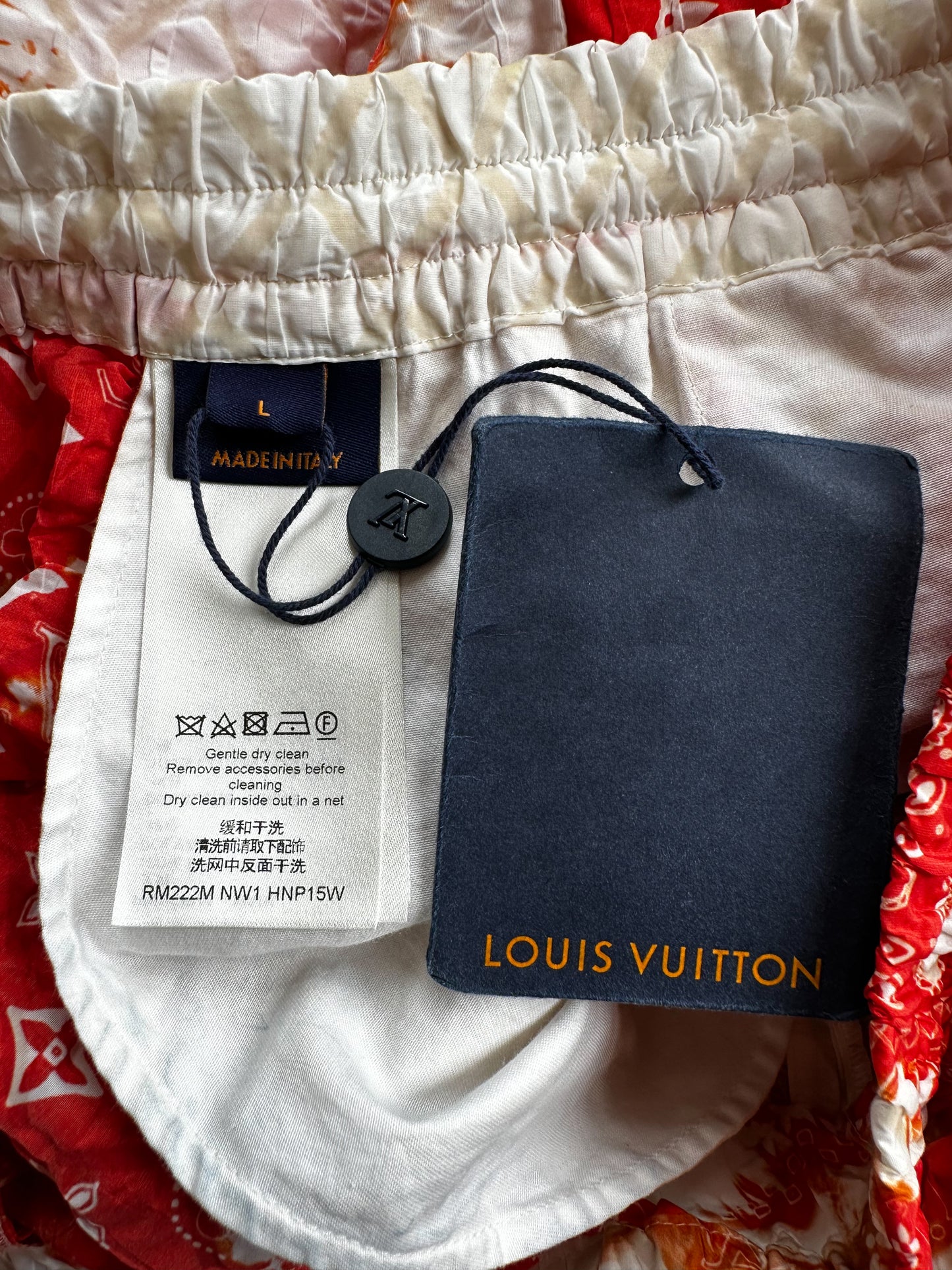 Louis Vuitton Orange Bandana Bleached Track Shorts