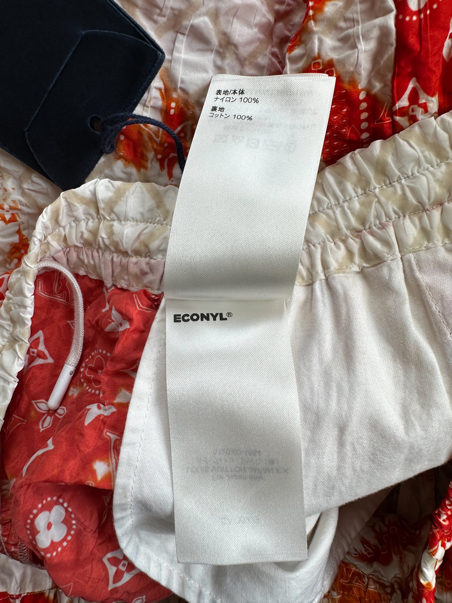 Louis Vuitton Orange Bandana Bleached Track Shorts