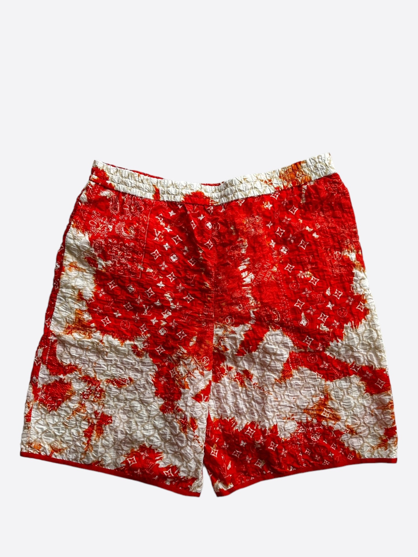 Louis Vuitton Orange Bandana Bleached Track Shorts