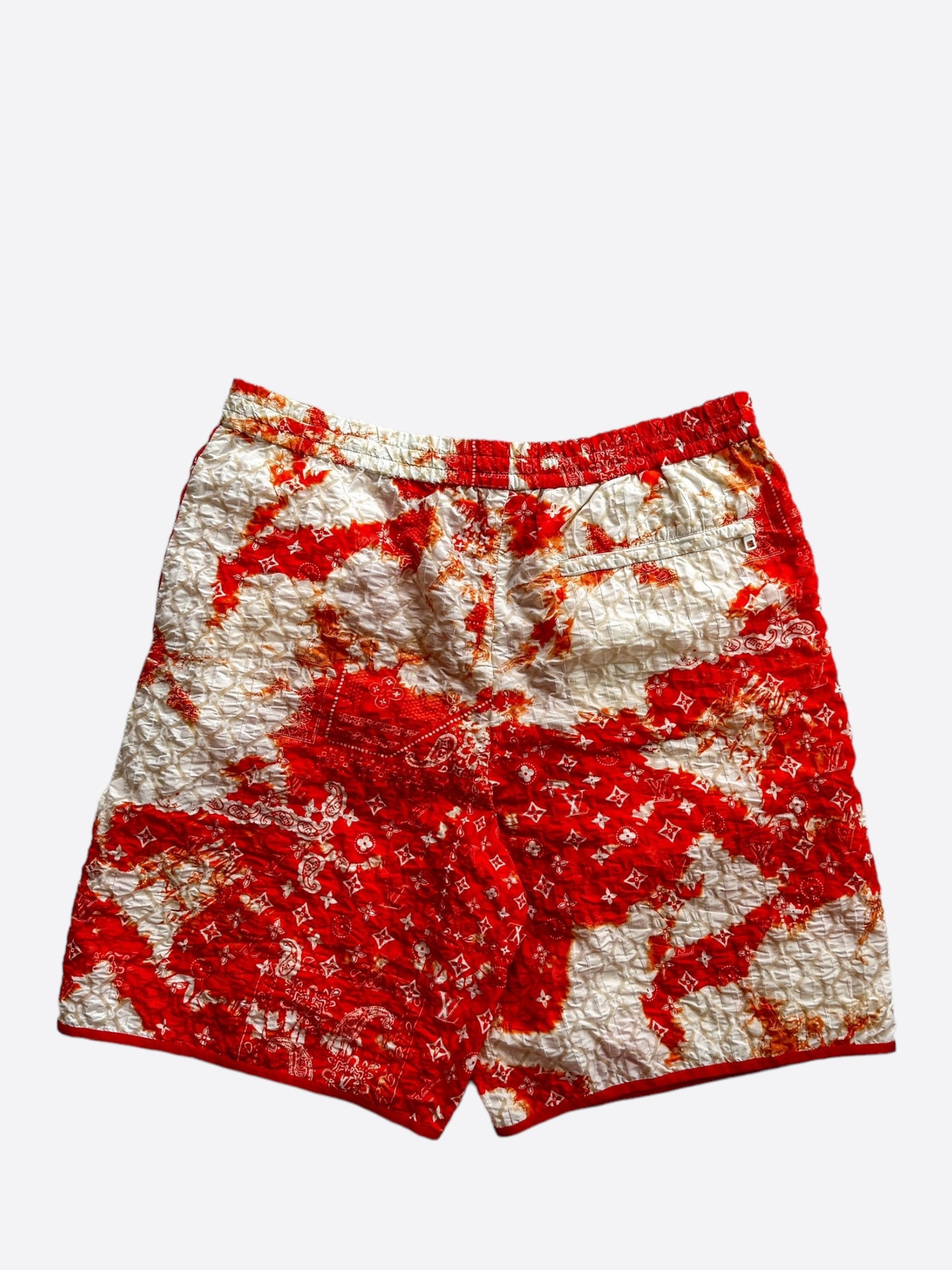 Louis Vuitton Orange Bandana Bleached Track Shorts