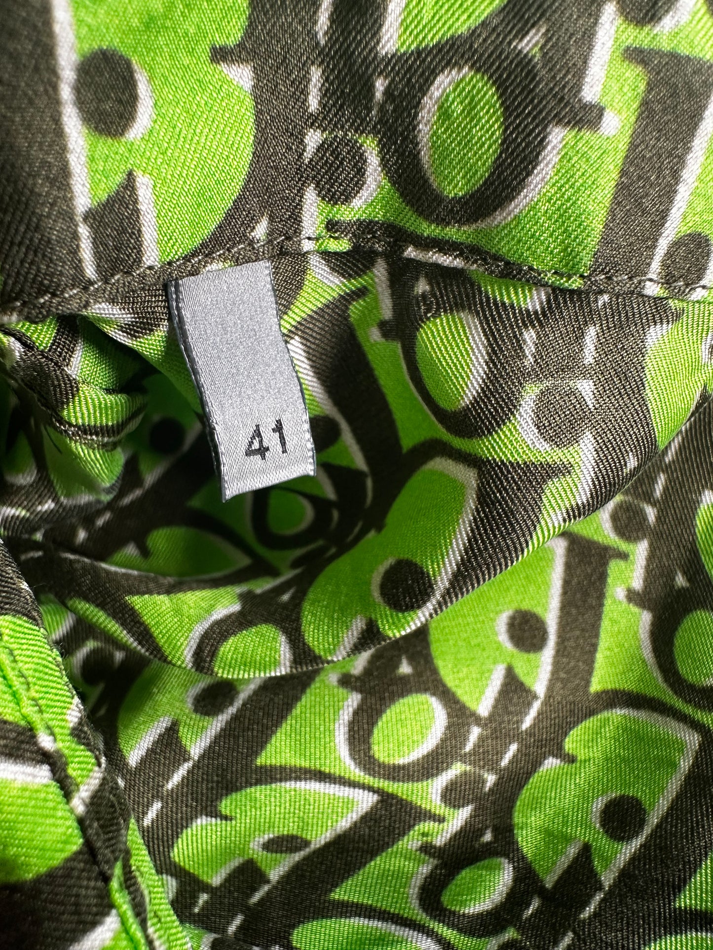 Dior Green & Black Oblique Silk Button Up Shirt