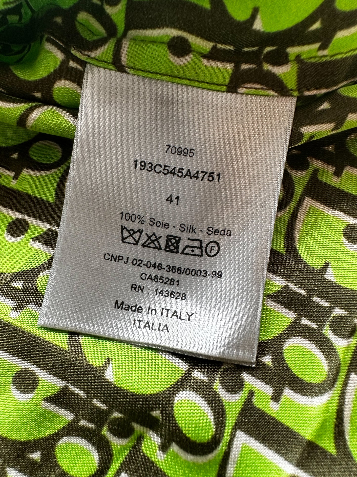 Dior Green & Black Oblique Silk Button Up Shirt