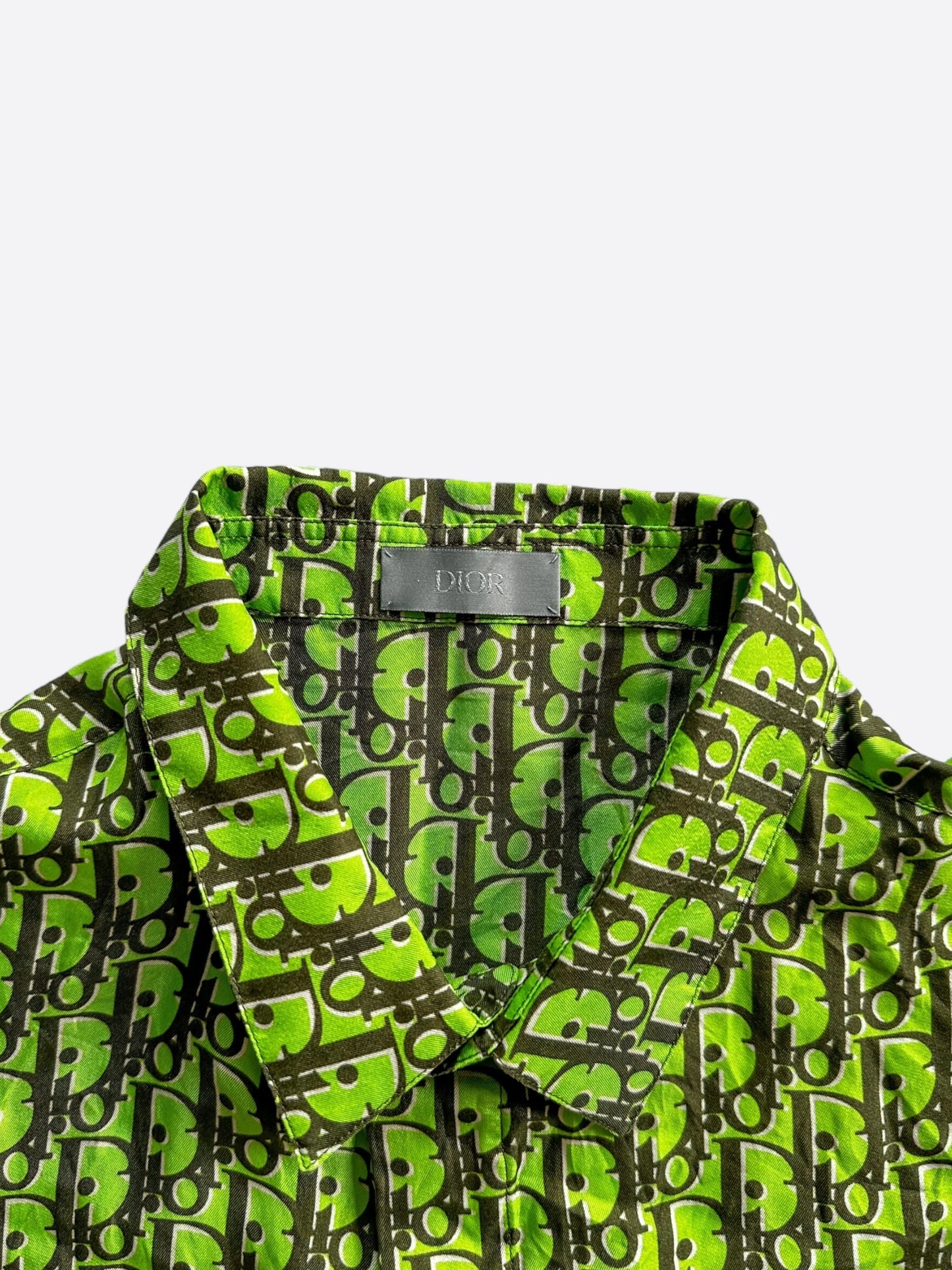 Dior Green & Black Oblique Silk Button Up Shirt